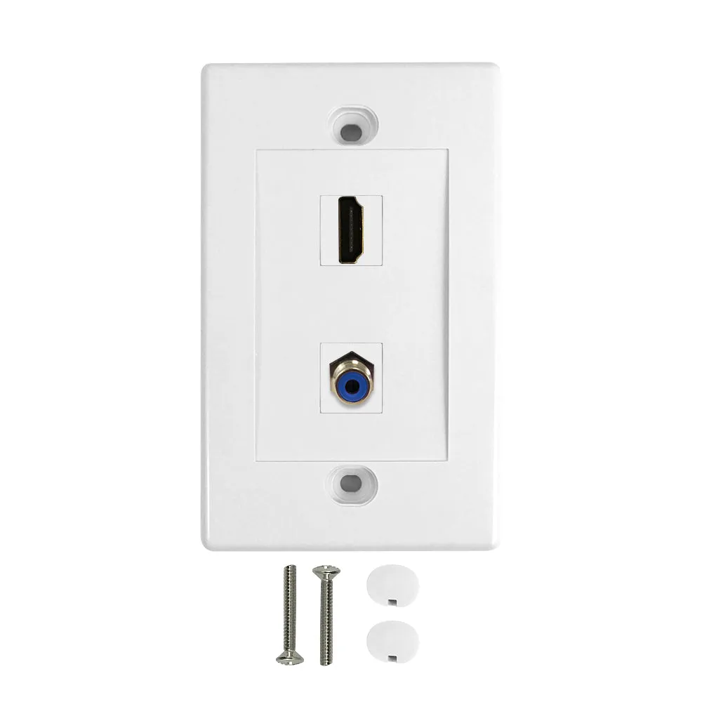 1-Port HDMI   1-Port Digi-Coax Wall Plate Kit - White