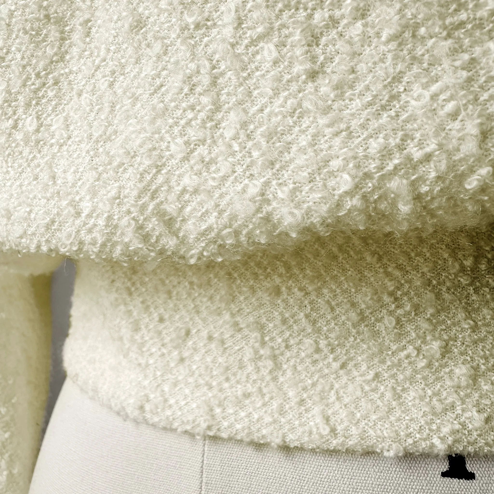1970s Cream Collared Textured Knit Top - Sz. S