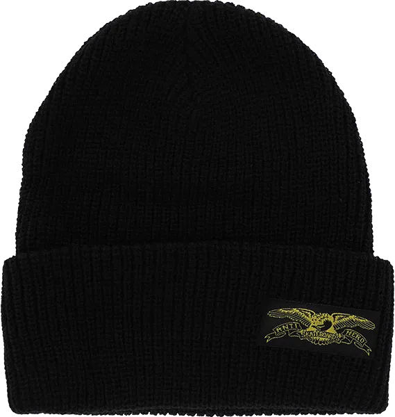 ANTI HERO STOCK EAGLE LABEL BEANIE BLK/BLK/YELLOW