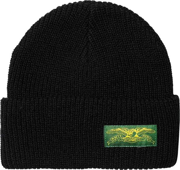ANTI HERO STOCK EAGLE LABEL BEANIE BLK/GREENYELLOW