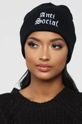 Anti Social Beanie - Black/White
