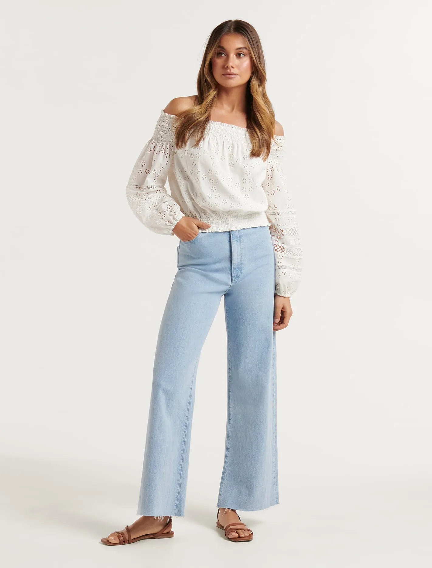 Ashleigh Cutwork Bardot Top