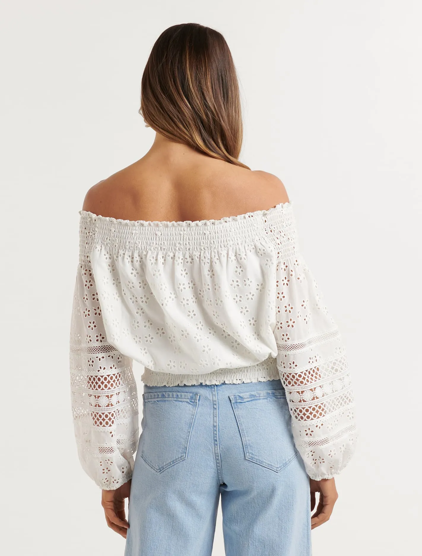 Ashleigh Cutwork Bardot Top