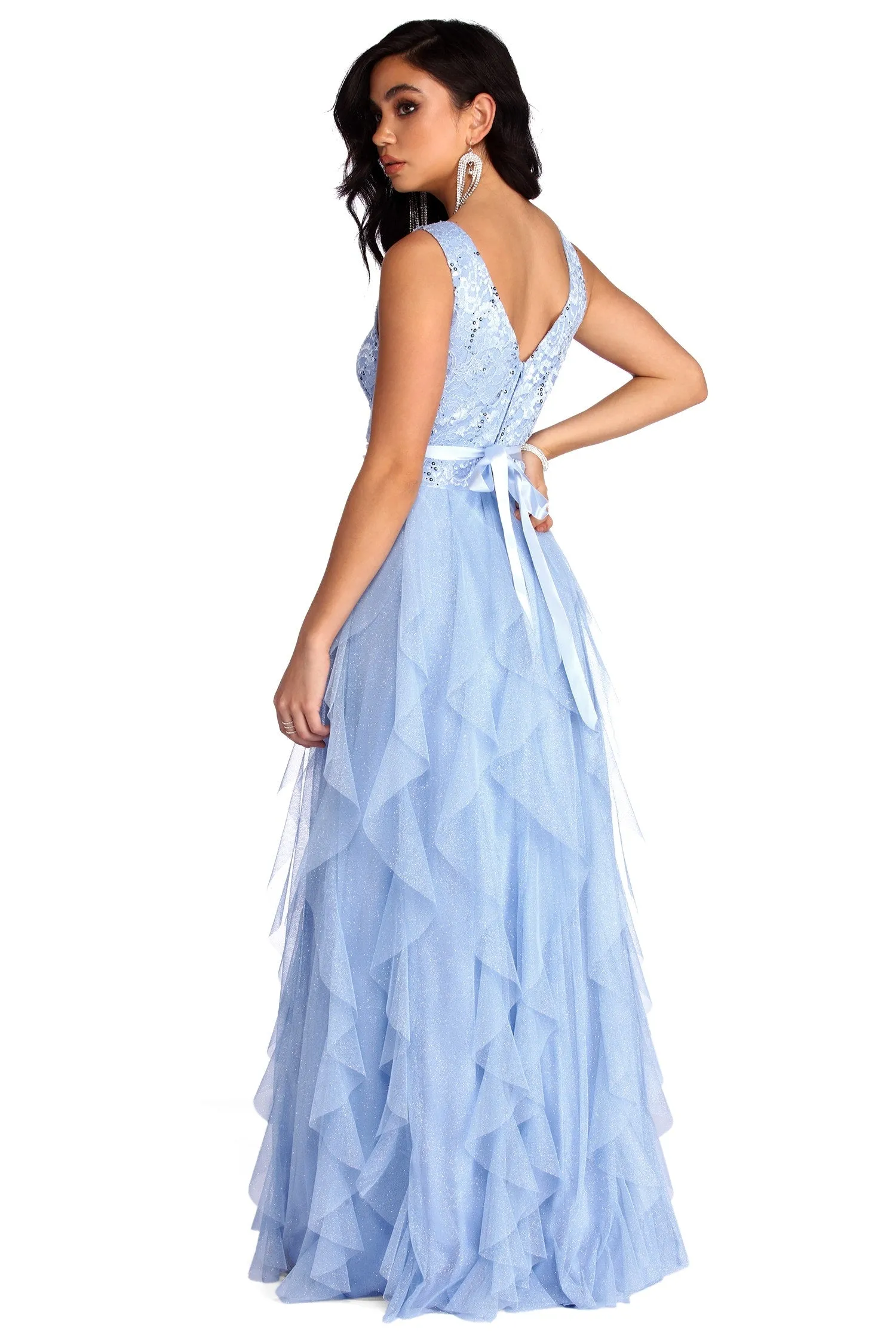 Ava Formal Glitter Tendril Dress