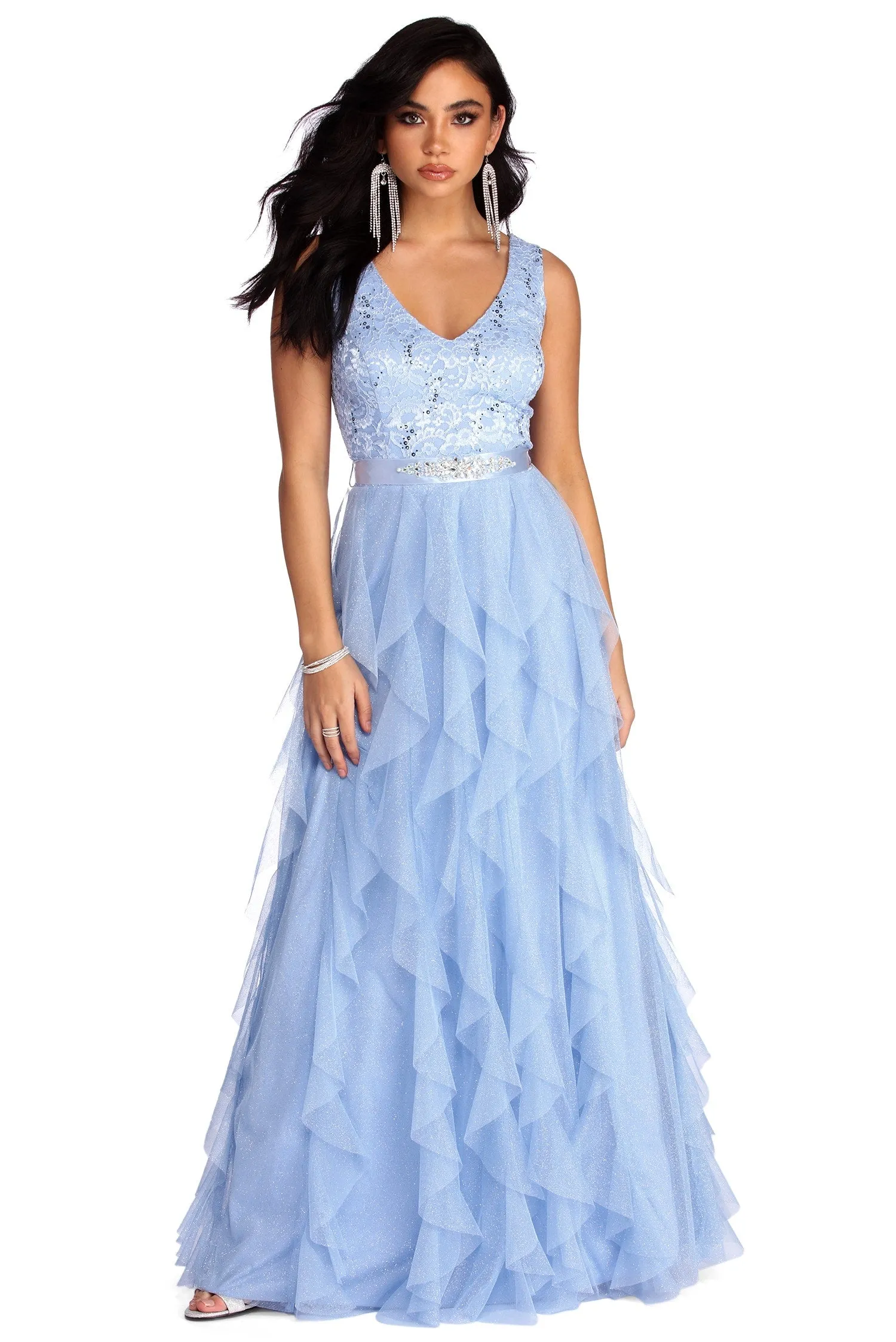 Ava Formal Glitter Tendril Dress