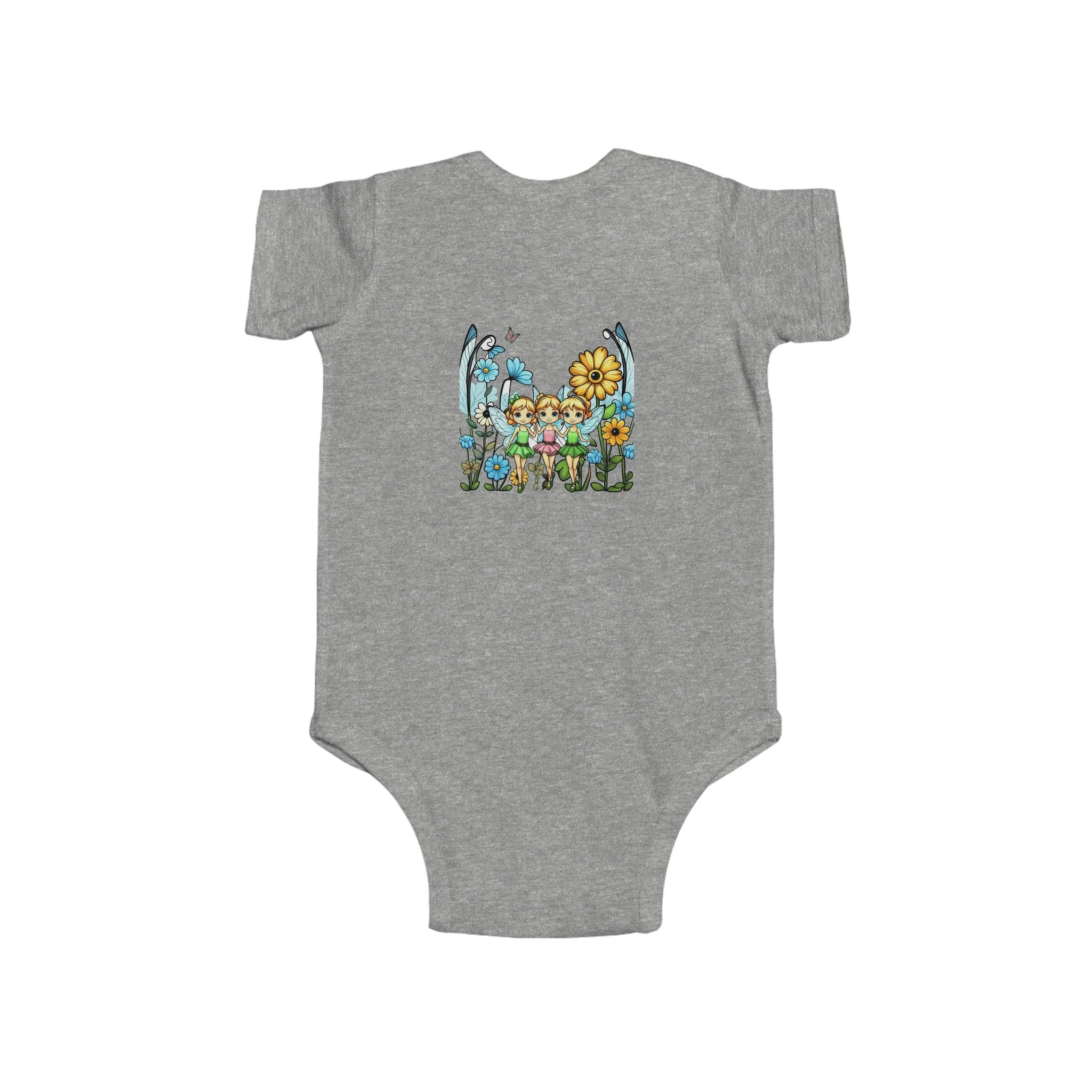 Baby Bodysuit Fairies in a Fairy Garden Bright Colorful Happy