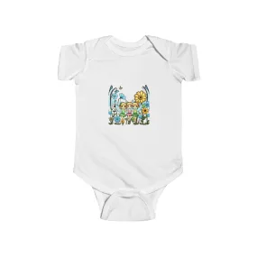 Baby Bodysuit Fairies in a Fairy Garden Bright Colorful Happy