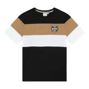 Boss - Crew neck T-shirt, tan, black and white