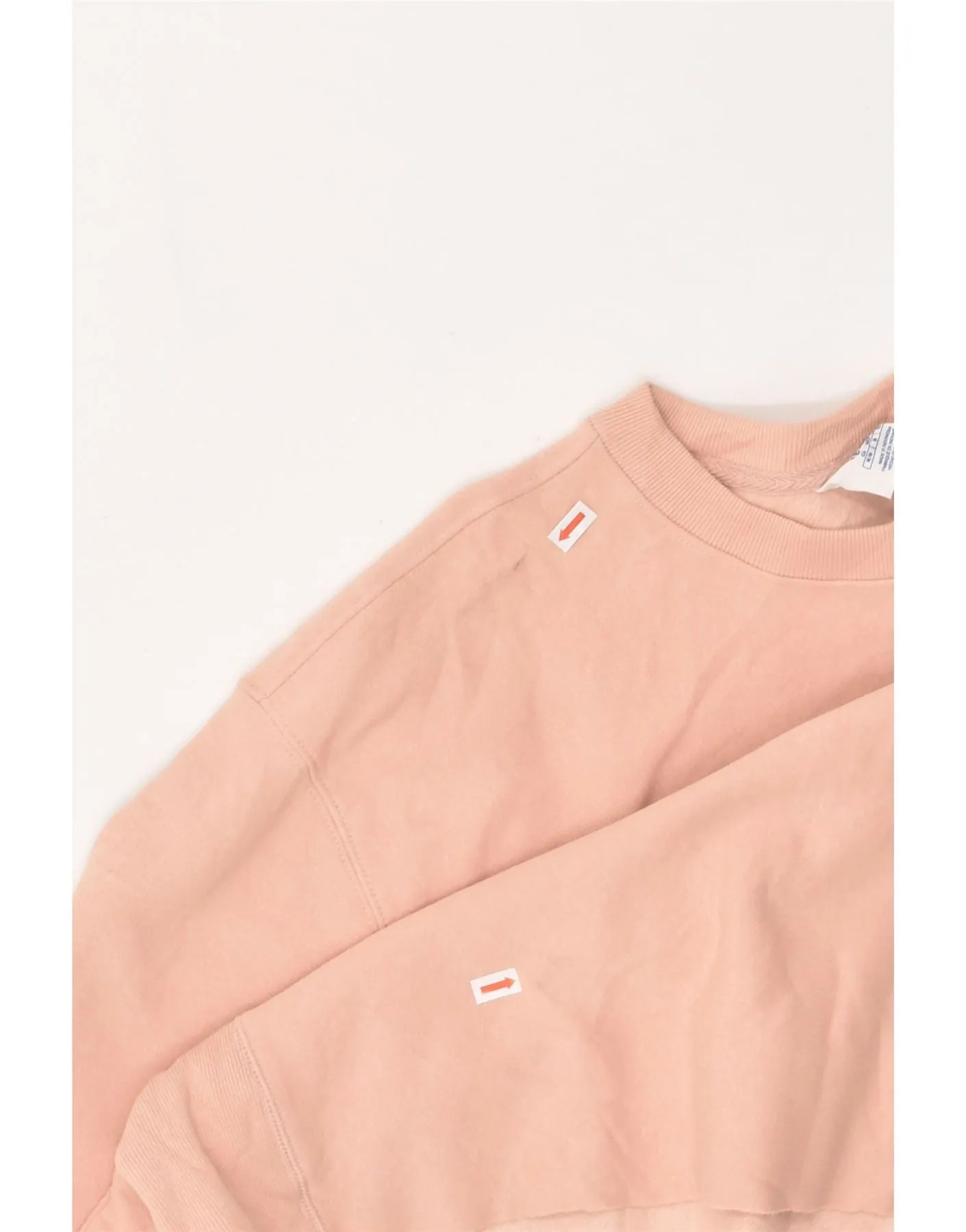 CHAMPION Womens Crop Graphic Sweatshirt Jumper UK 14 Medium Beige Cotton