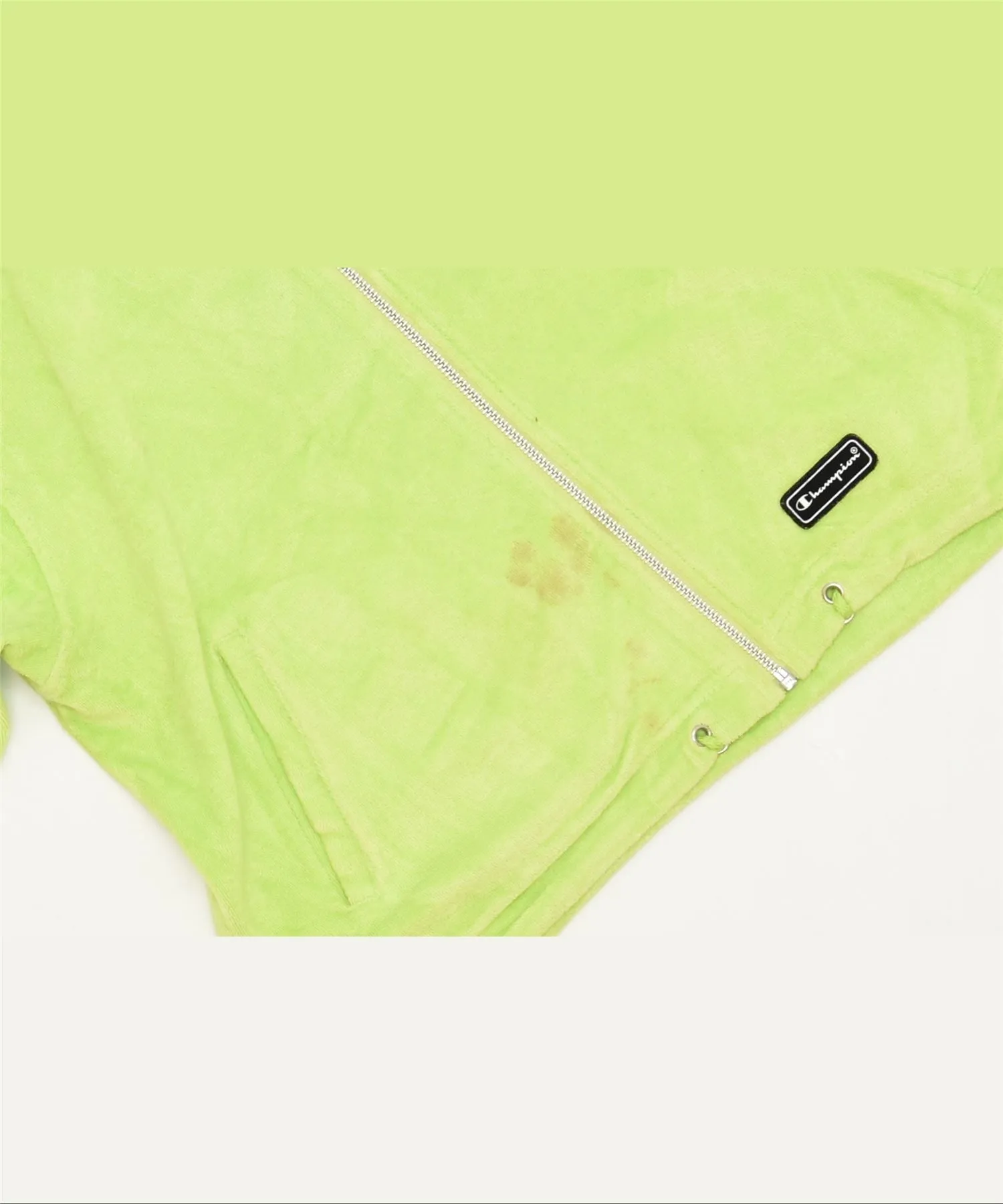 CHAMPION Womens Crop Zip Hoodie Sweater UK 12 Medium Green Cotton Sports