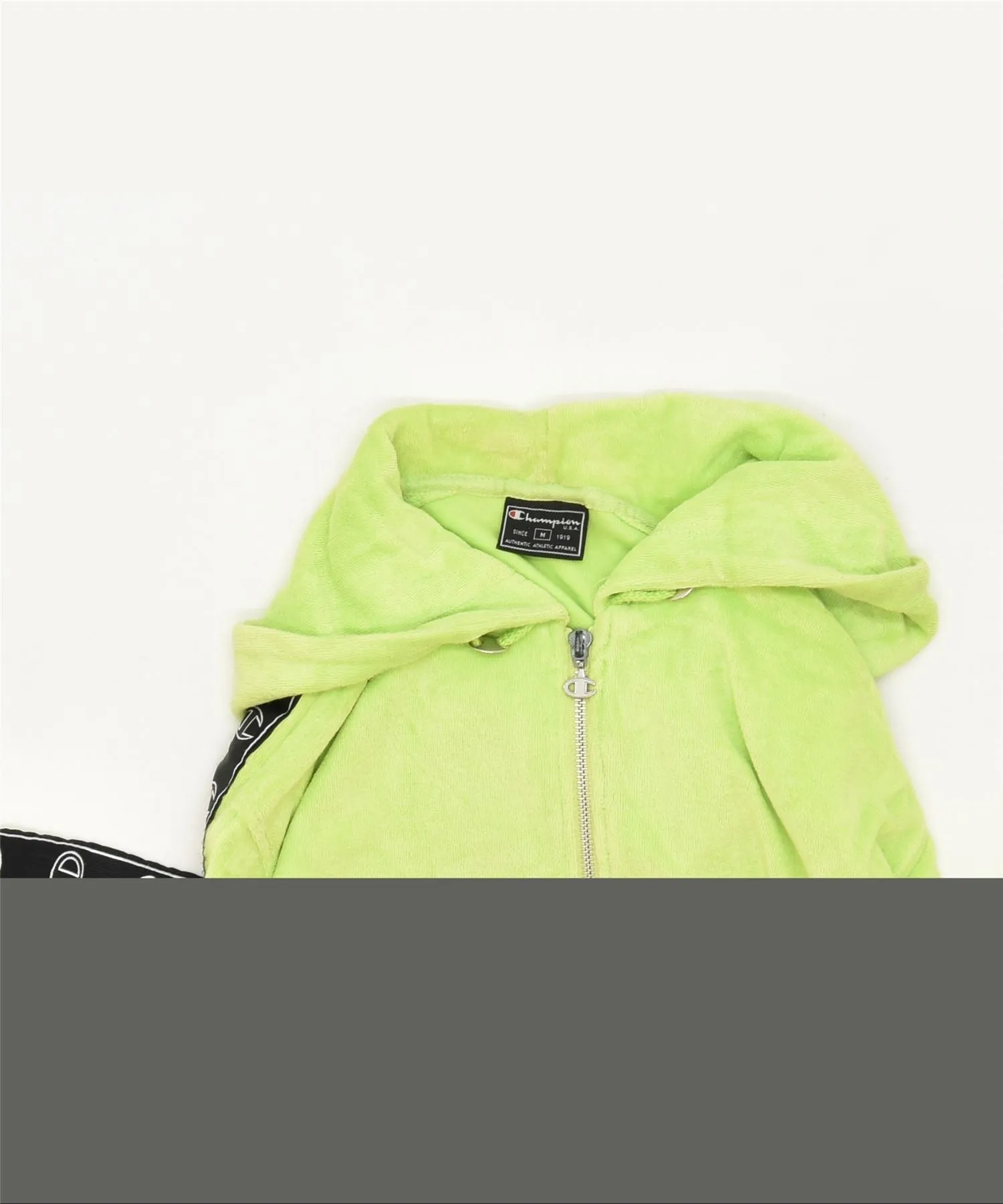 CHAMPION Womens Crop Zip Hoodie Sweater UK 12 Medium Green Cotton Sports