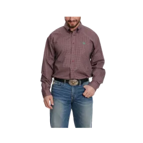 Cinch Men's Dusty Geo Print Long Sleeve Western Burgundy & Navy Shirt