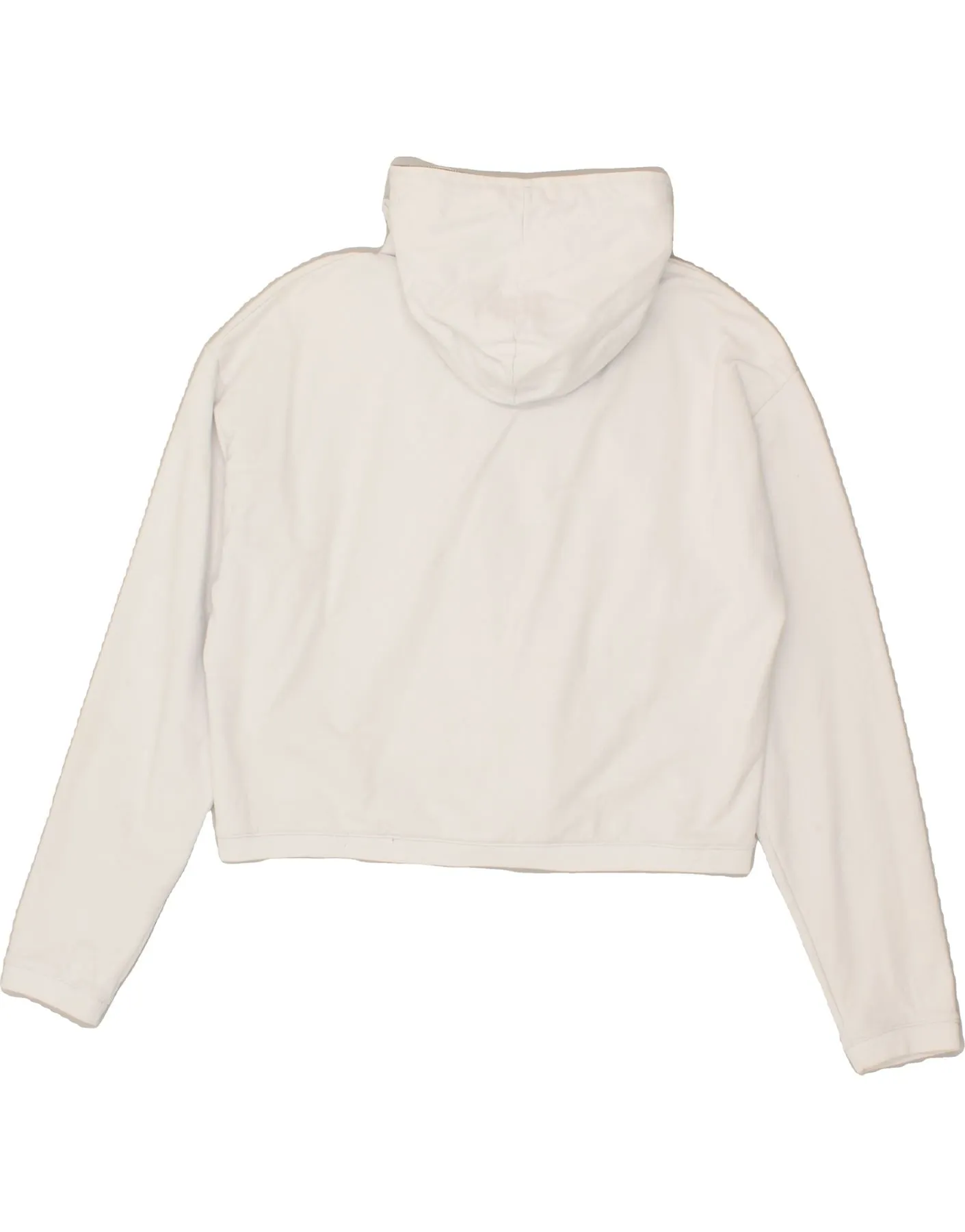 CONVERSE Womens Loose Fit Crop Zip Hoodie Sweater UK 14 Medium White