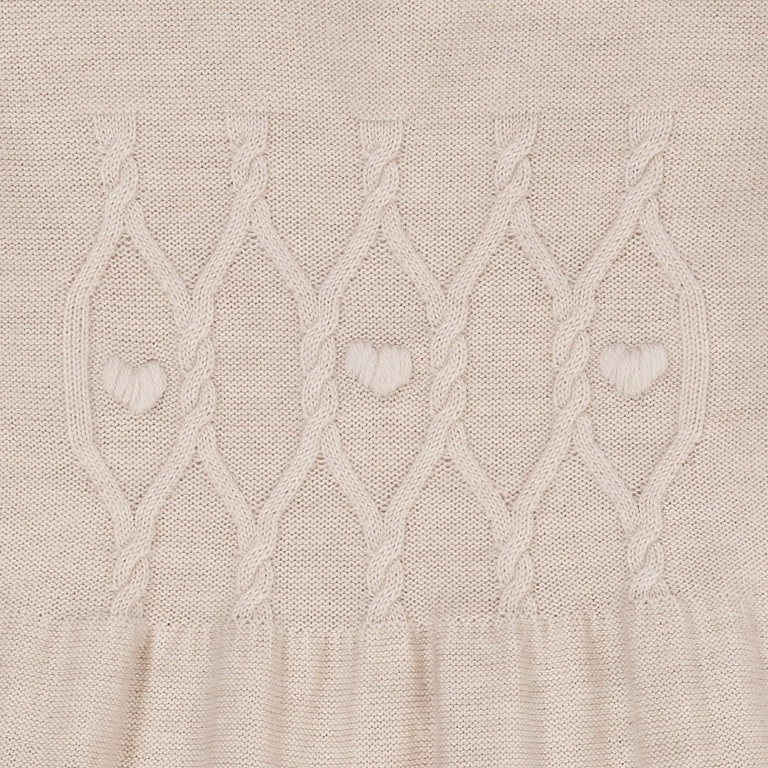Copenhagen Colors Pale Cream Melange Merino Cable Dress W. Hearts