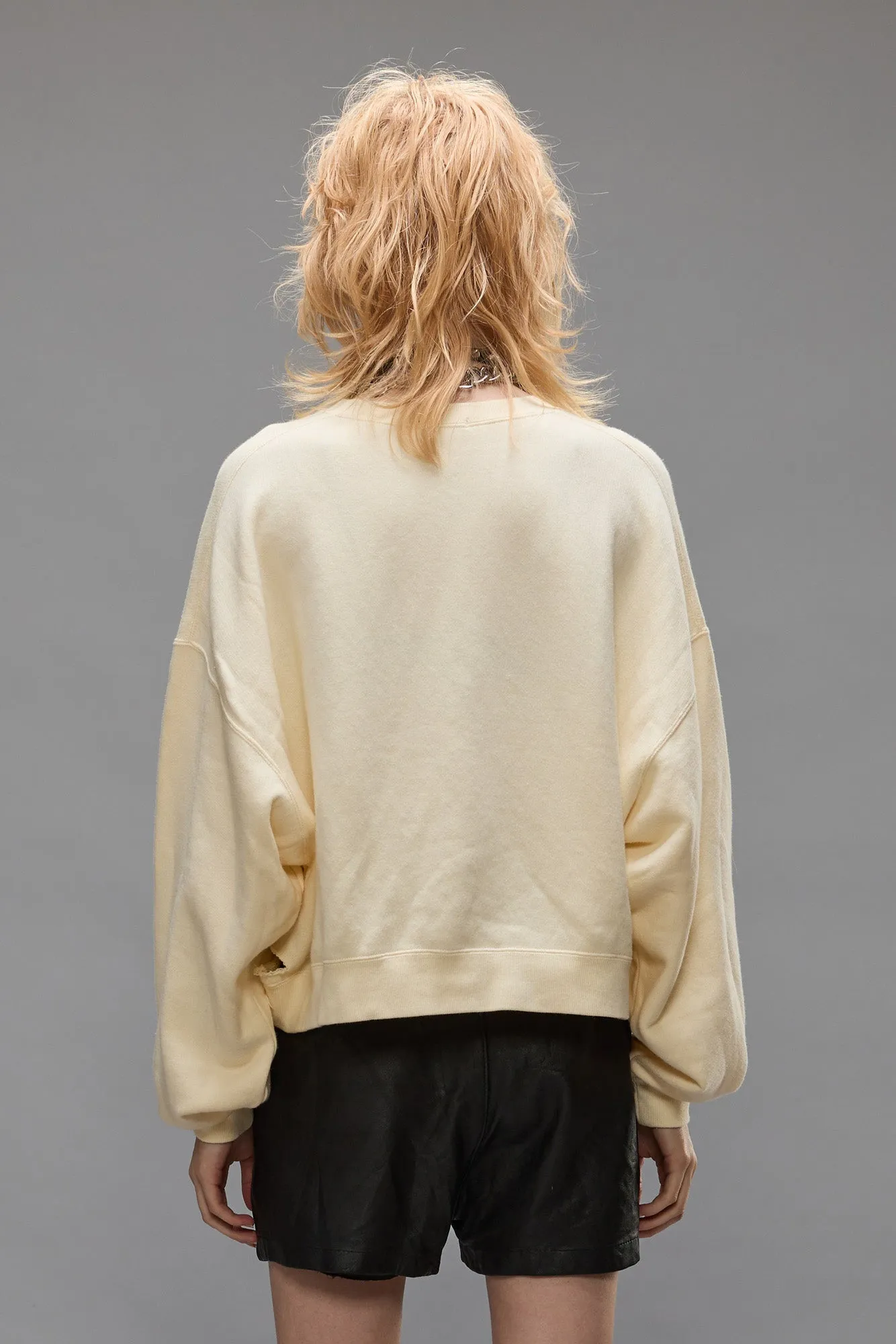 CROPPED R13 CREWNECK - NATURAL