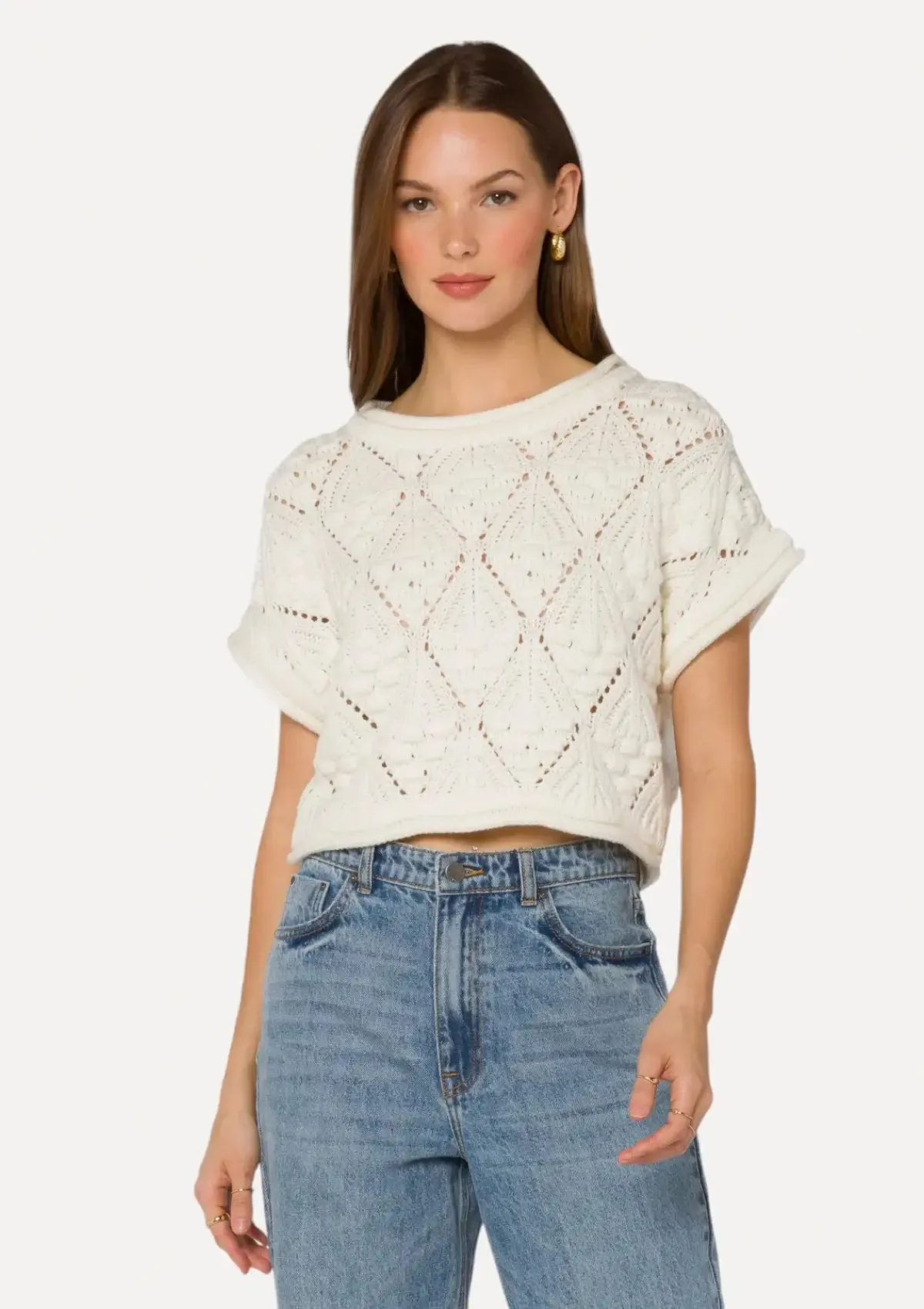 Darita Top with Short Dolman Sleeve - Natural