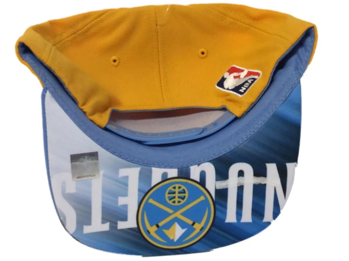 Denver Nuggets Adidas YOUTH Yellow Structured Flat Bill Snapback Hat Cap