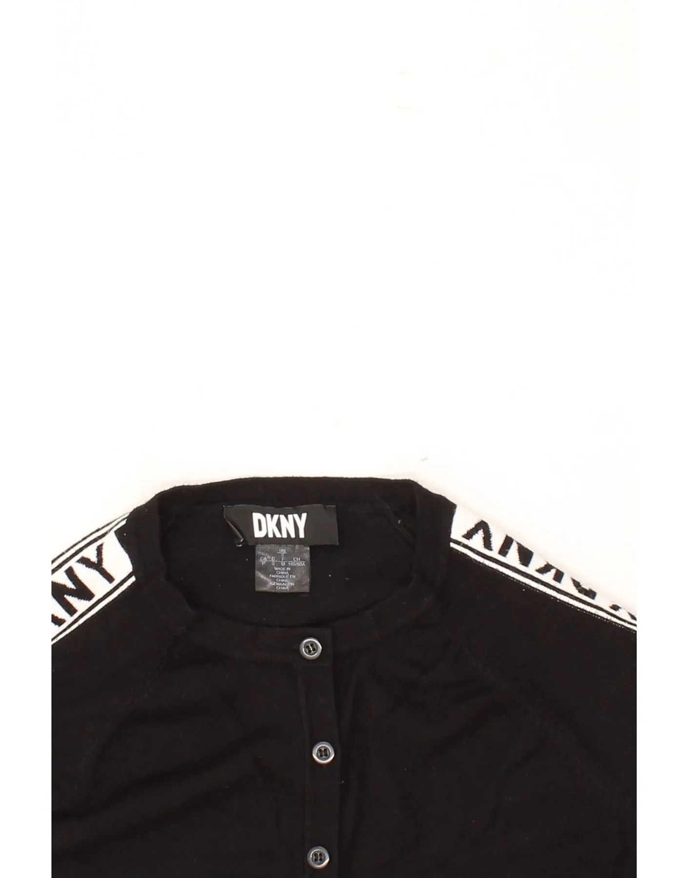 DKNY Womens Graphic Crop Cardigan Sweater UK 10 Small Black