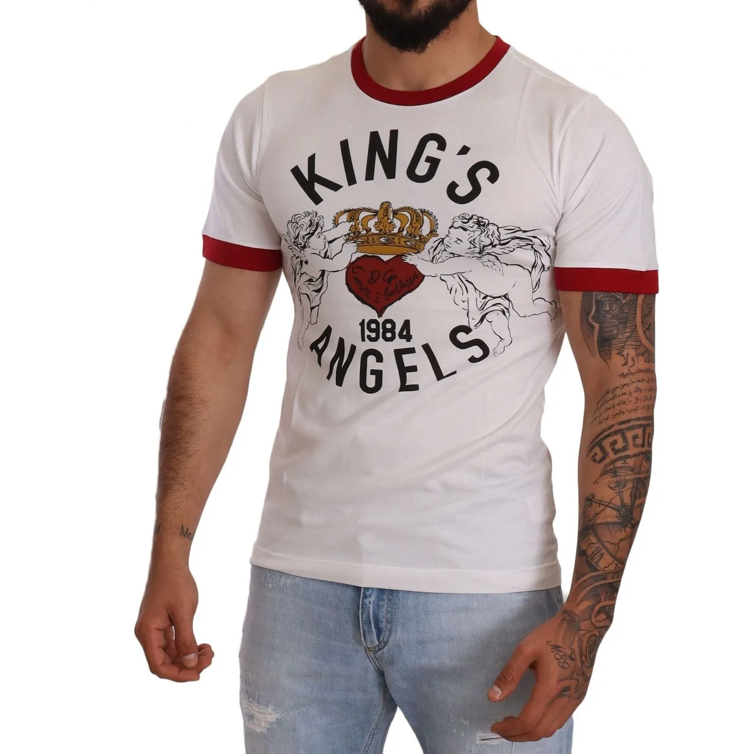 Dolce & Gabbana Exquisite Angelic Motif Cotton T-Shirt