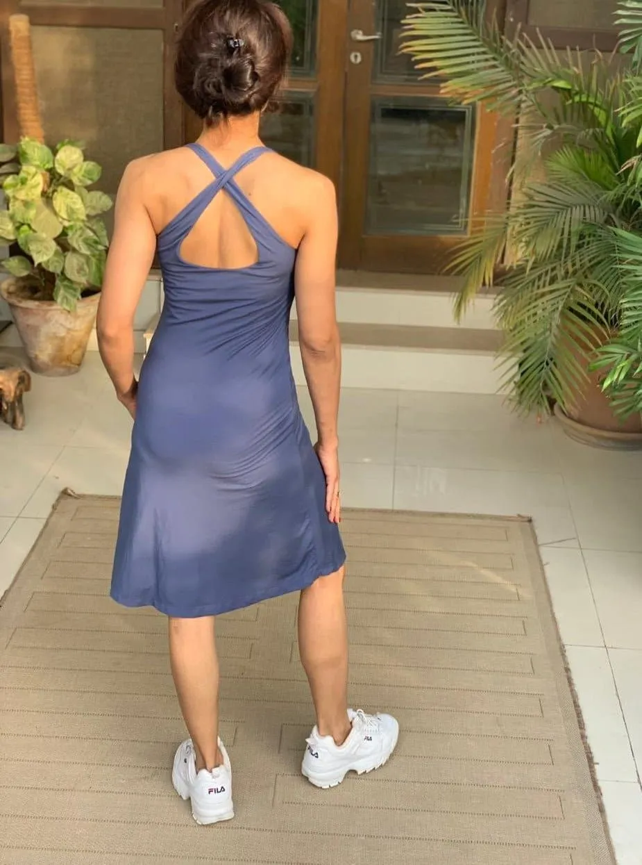 Double Layer Indigo Knit Dress