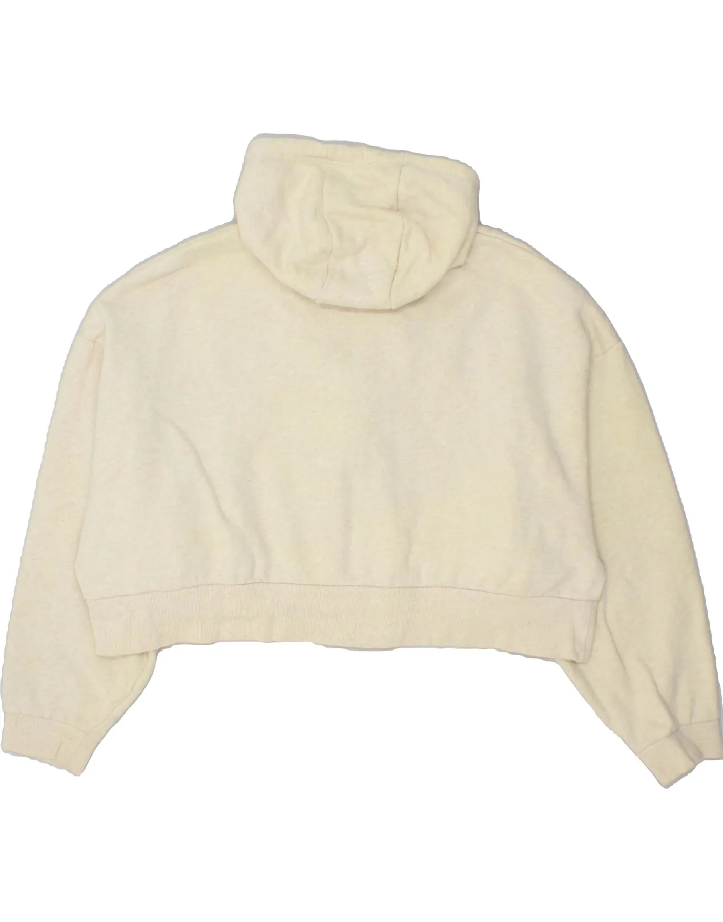 ELLESSE Womens Crop Zip Hoodie Sweater UK 20 2XL Off White Cotton