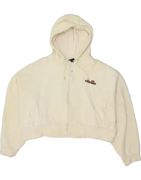 ELLESSE Womens Crop Zip Hoodie Sweater UK 20 2XL Off White Cotton