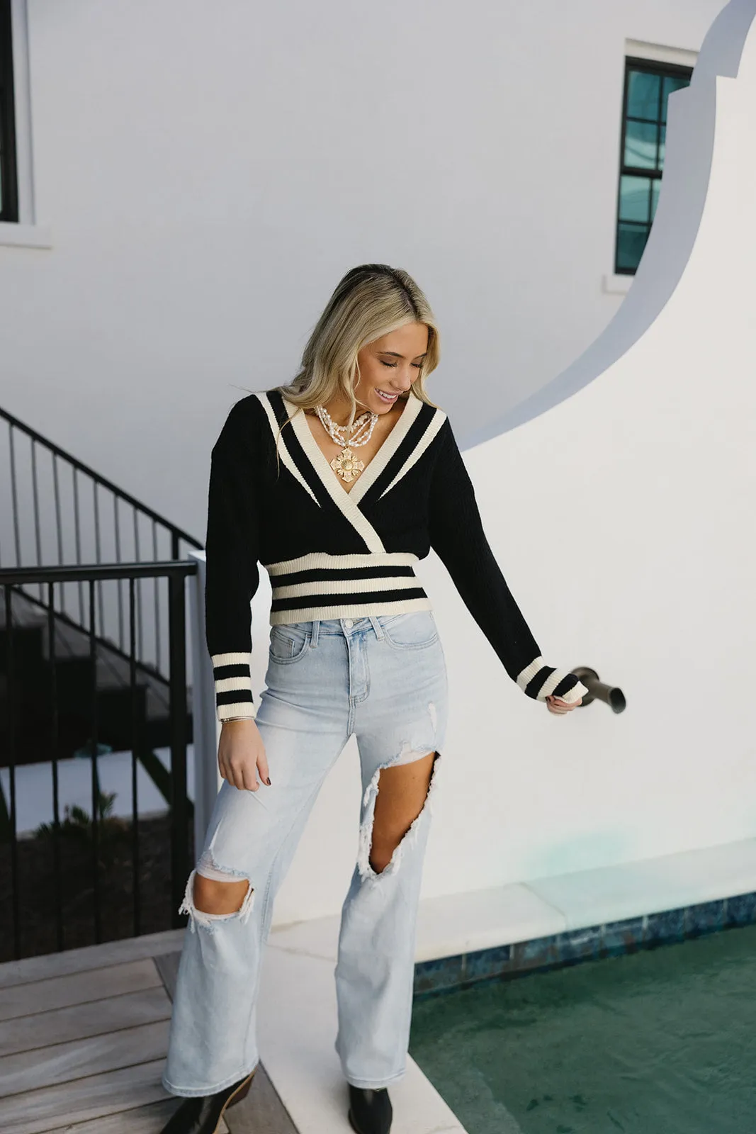 Emy Stripe Sweater - Black