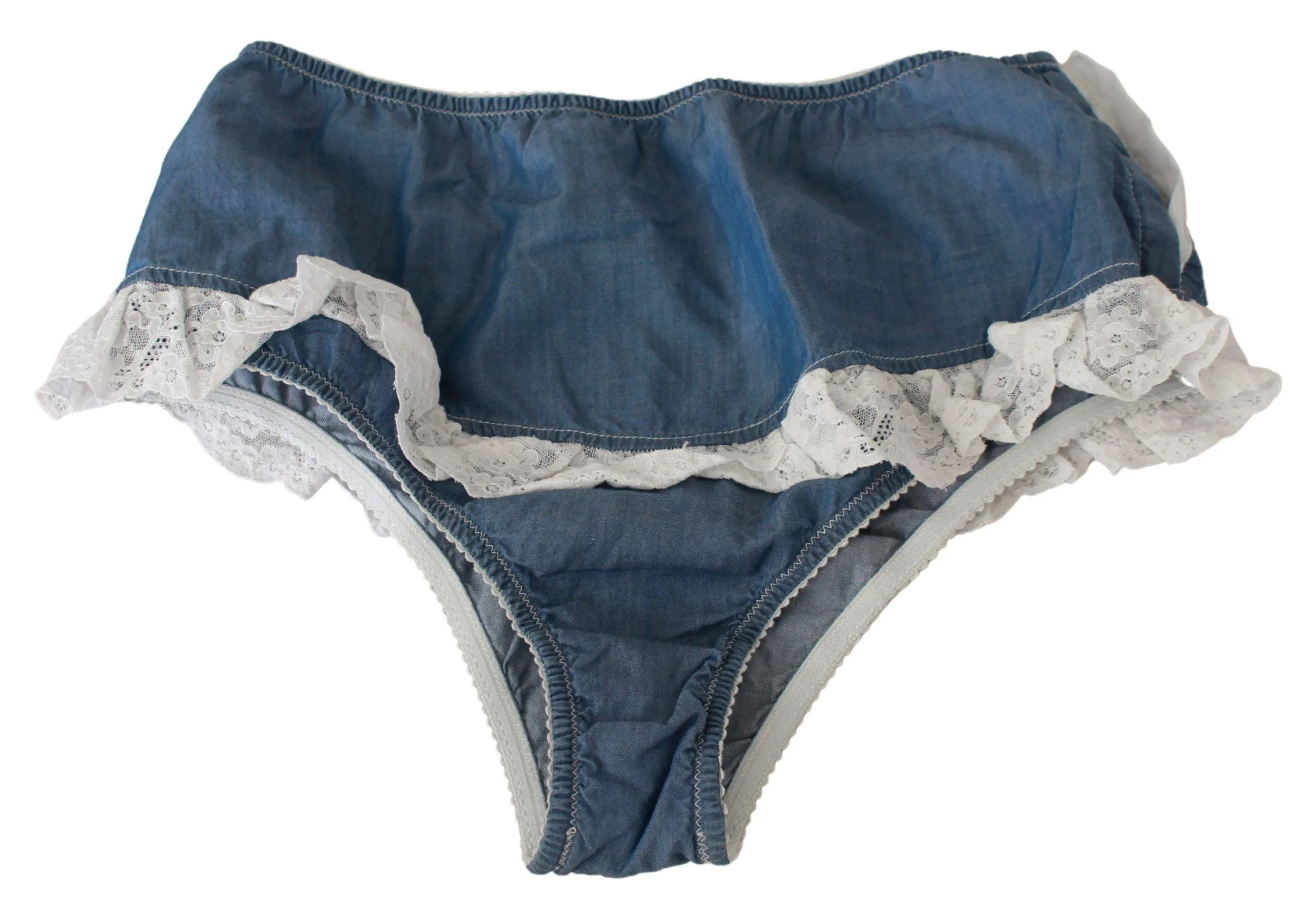 Ermanno Scervino Blue Cotton Lace Slip Denim Bottom Underwear
