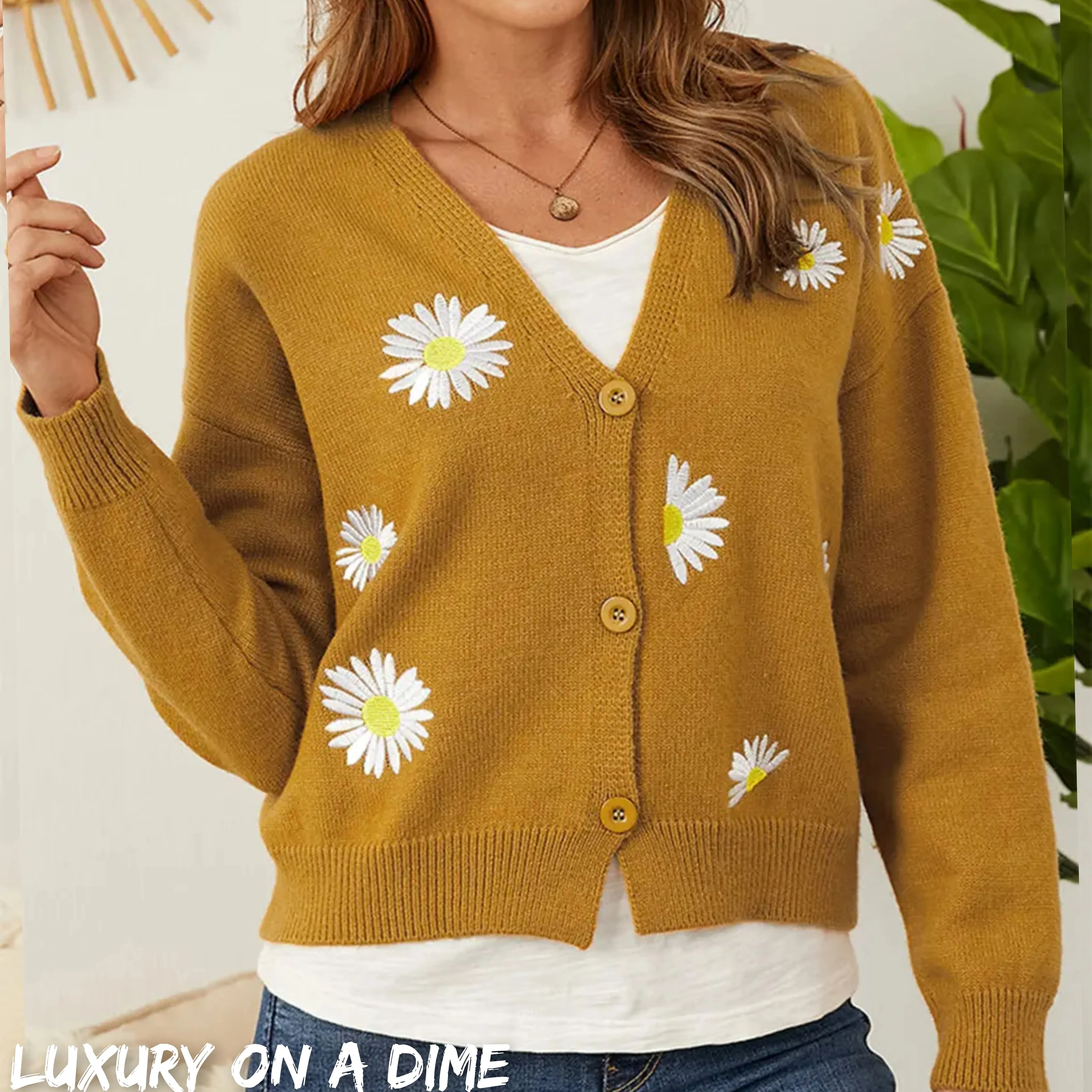 Floral Embroidered Cropped Classic Knit Button Front Retro Long Sleeve Soft Cardigan