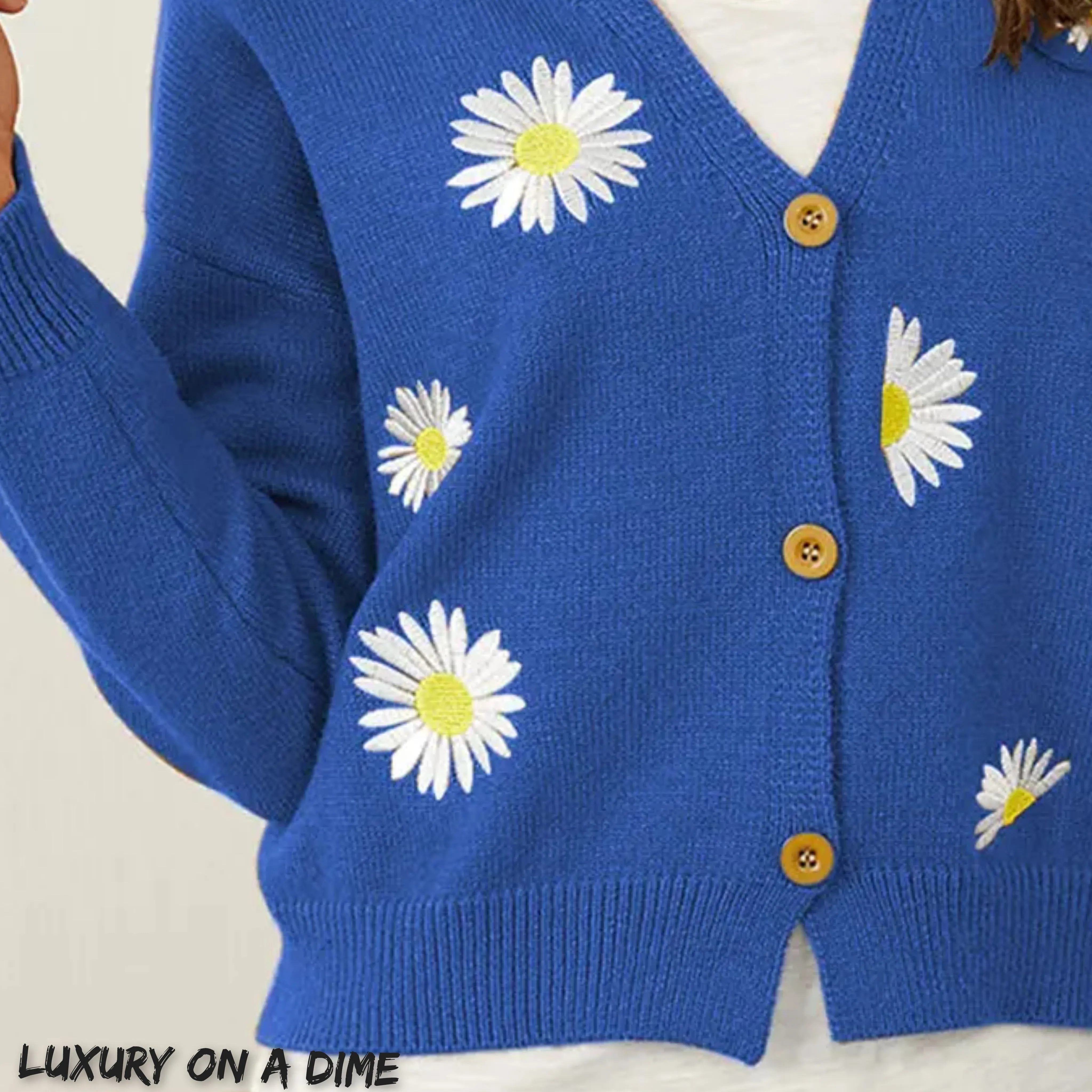 Floral Embroidered Cropped Classic Knit Button Front Retro Long Sleeve Soft Cardigan