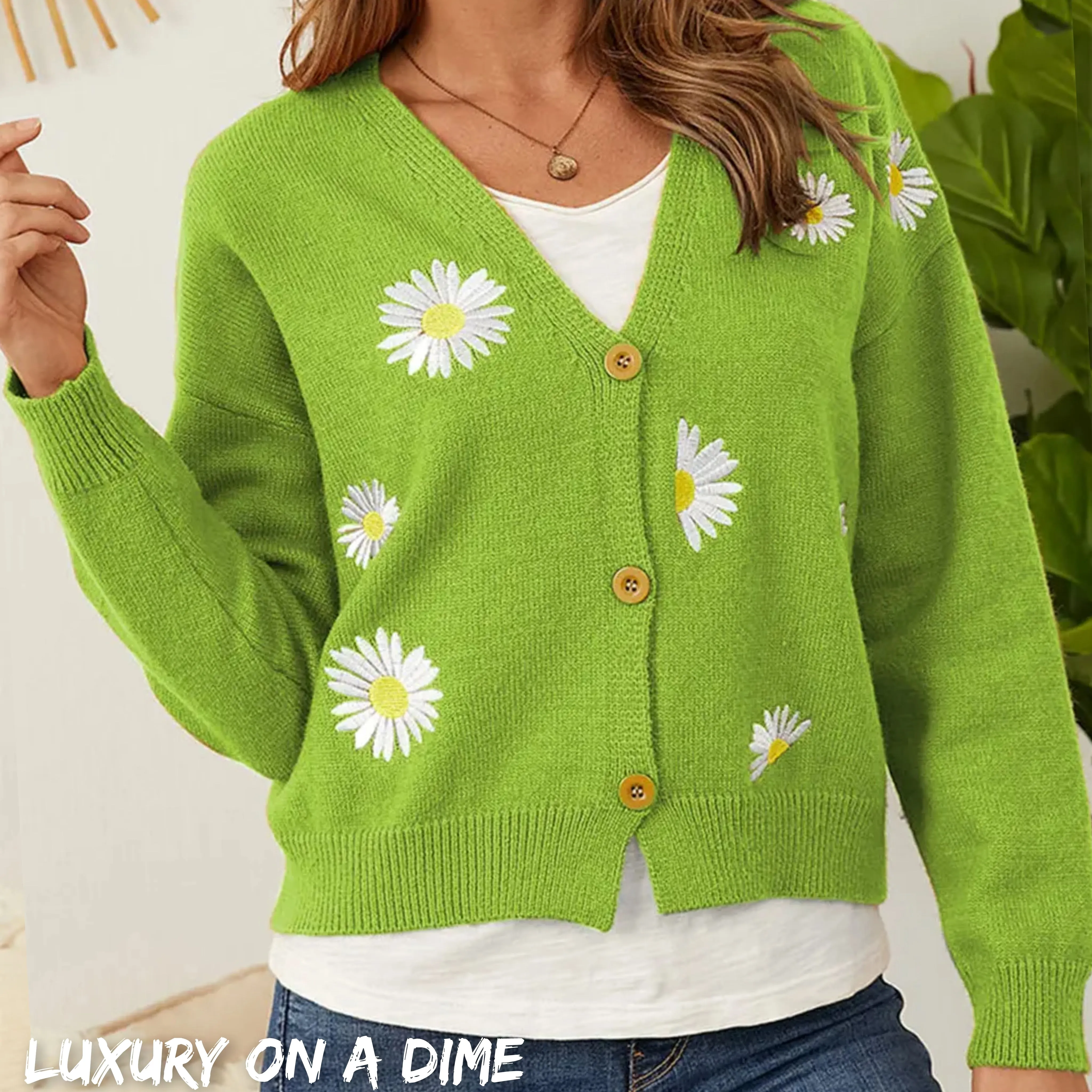 Floral Embroidered Cropped Classic Knit Button Front Retro Long Sleeve Soft Cardigan