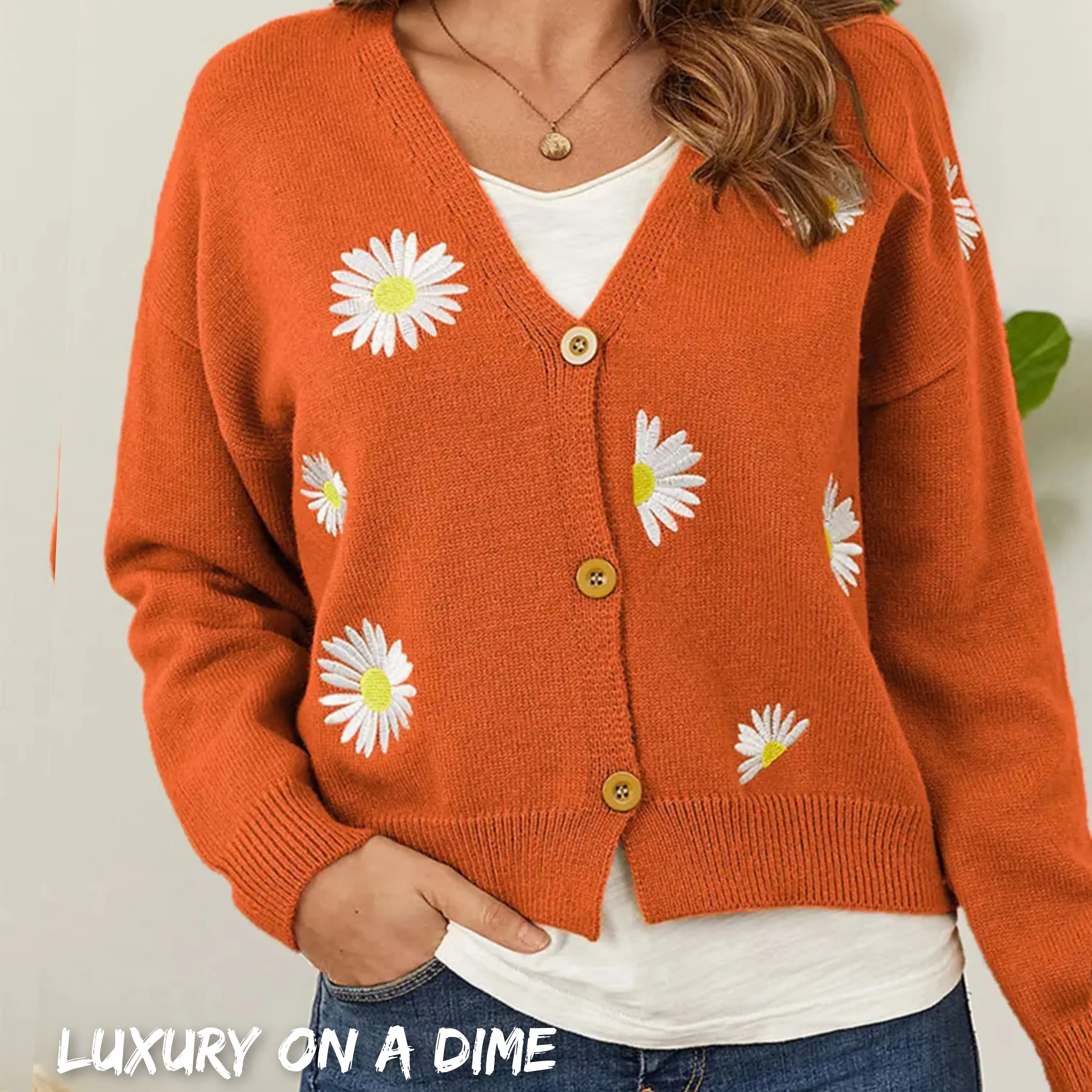 Floral Embroidered Cropped Classic Knit Button Front Retro Long Sleeve Soft Cardigan