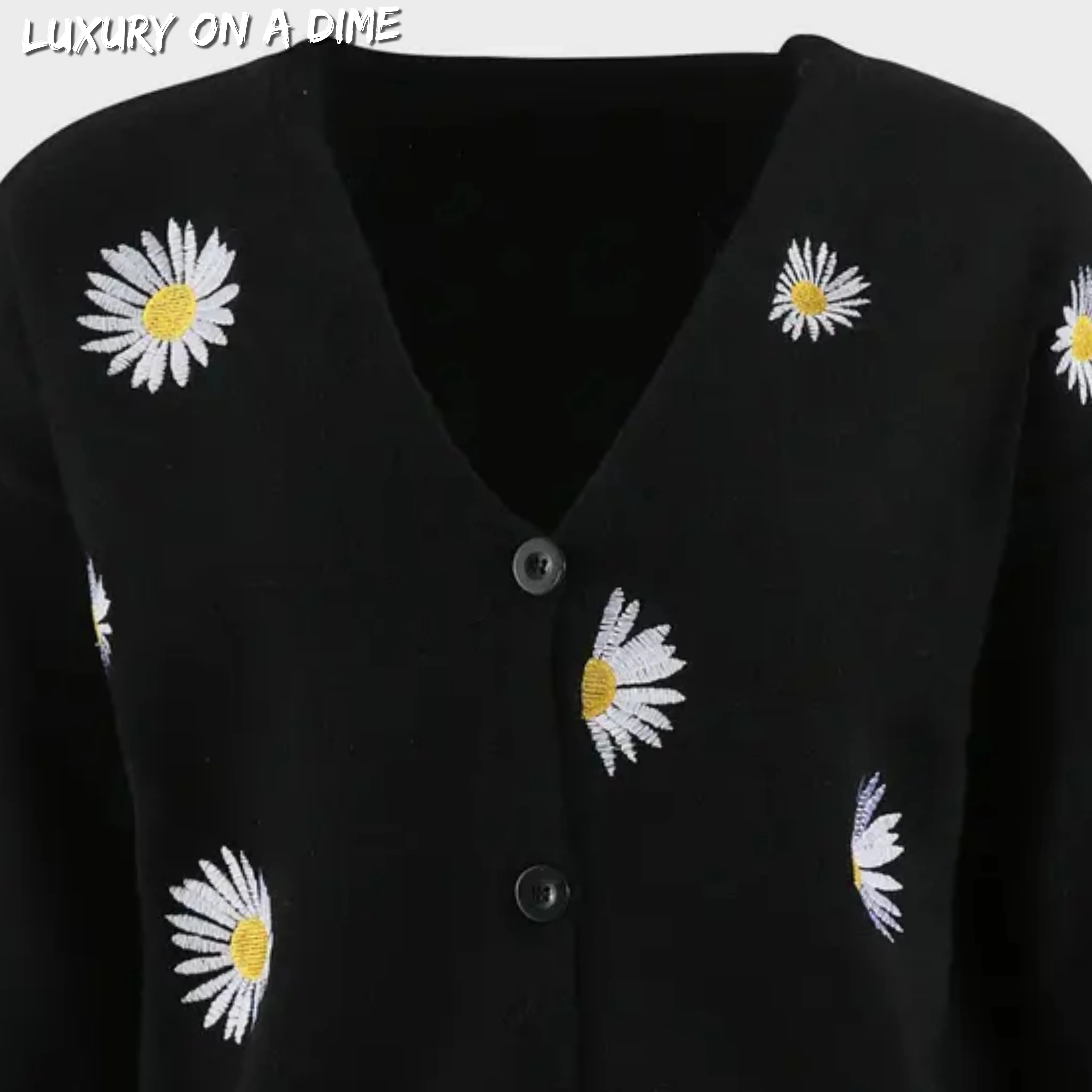 Floral Embroidered Cropped Classic Knit Button Front Retro Long Sleeve Soft Cardigan