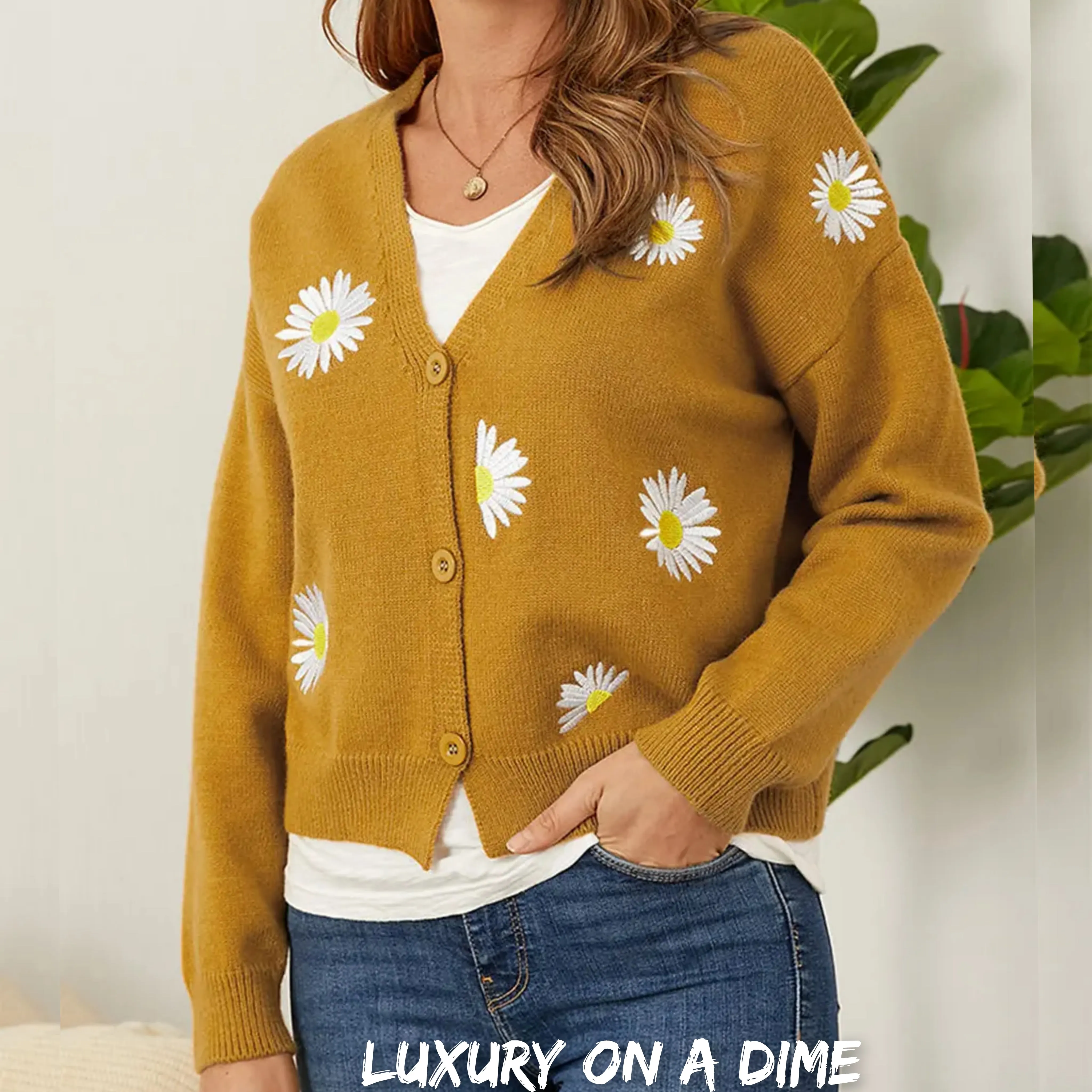 Floral Embroidered Cropped Classic Knit Button Front Retro Long Sleeve Soft Cardigan