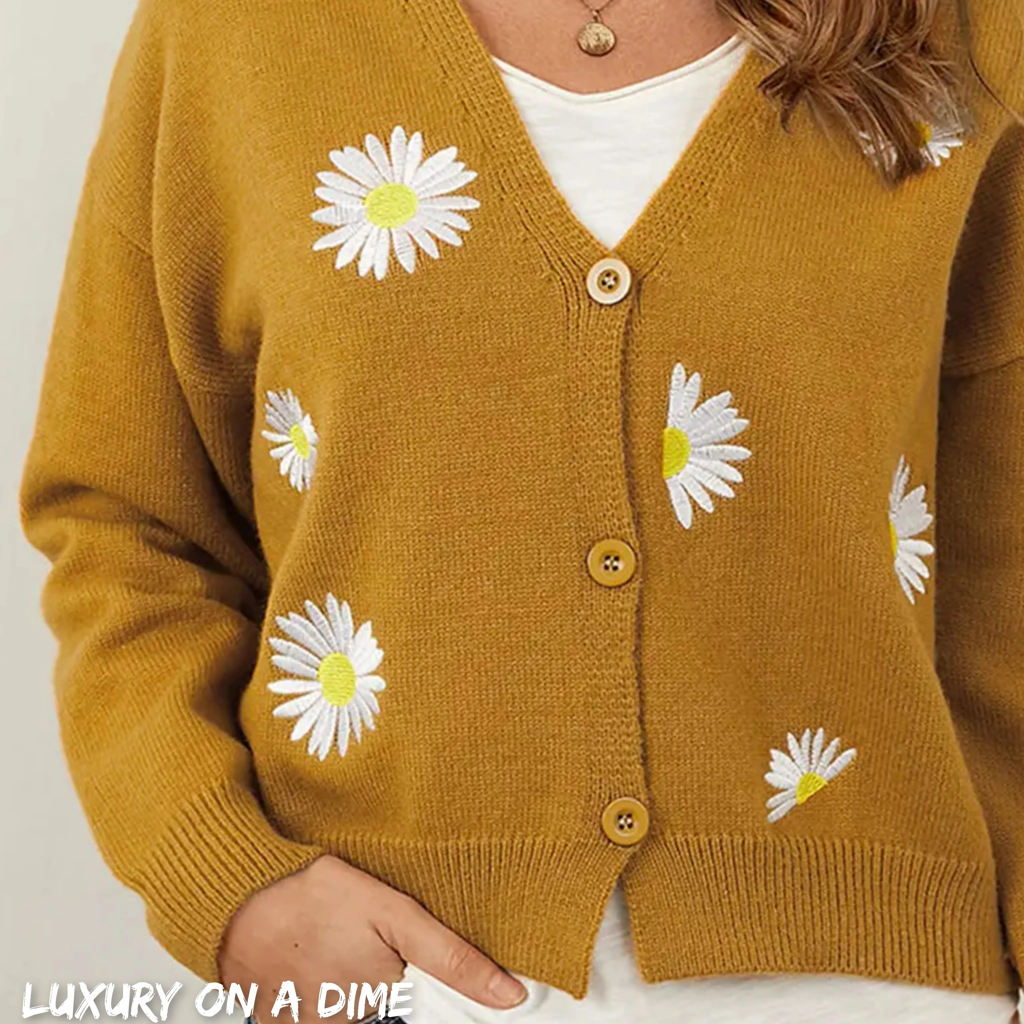 Floral Embroidered Cropped Classic Knit Button Front Retro Long Sleeve Soft Cardigan