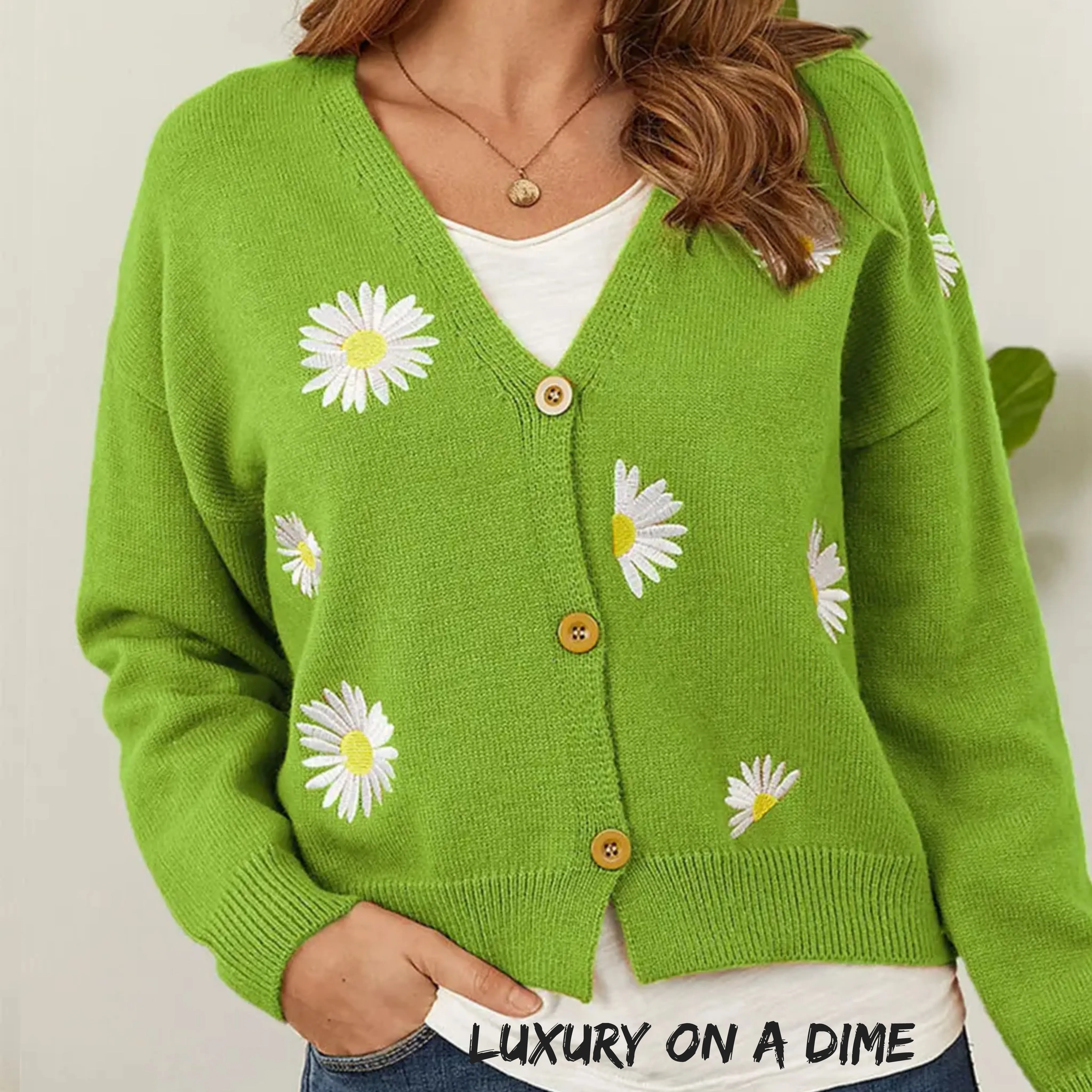 Floral Embroidered Cropped Classic Knit Button Front Retro Long Sleeve Soft Cardigan