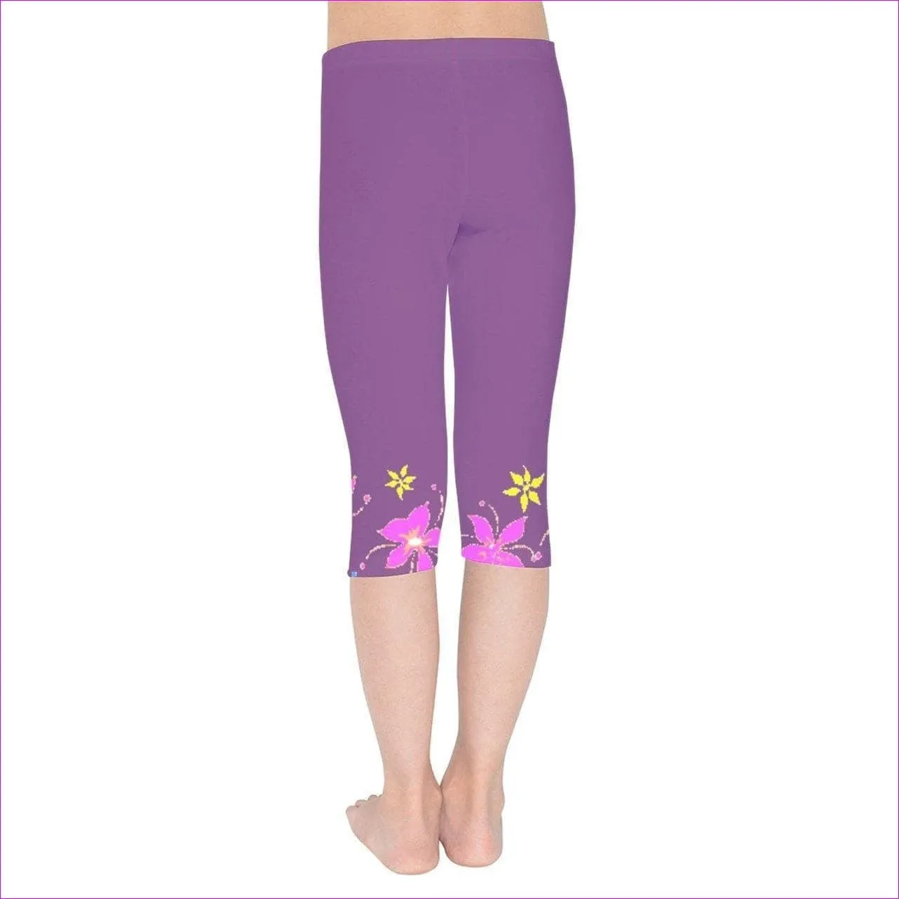 Floral Kids in Purple 2 Kids Capri Leggings