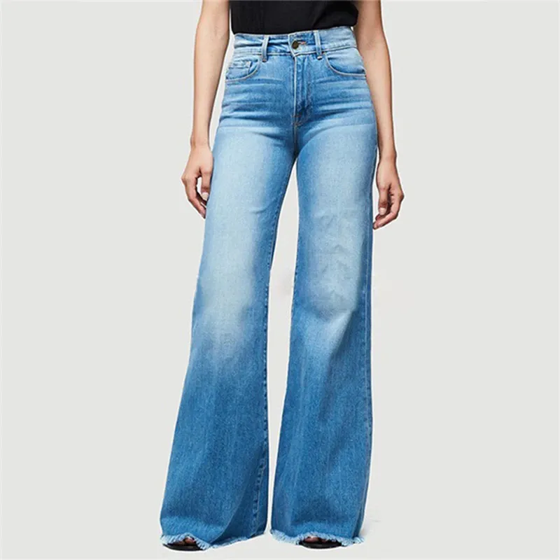 Funki Buys | Pants | Women's Flared Wide Leg Mom Jeans