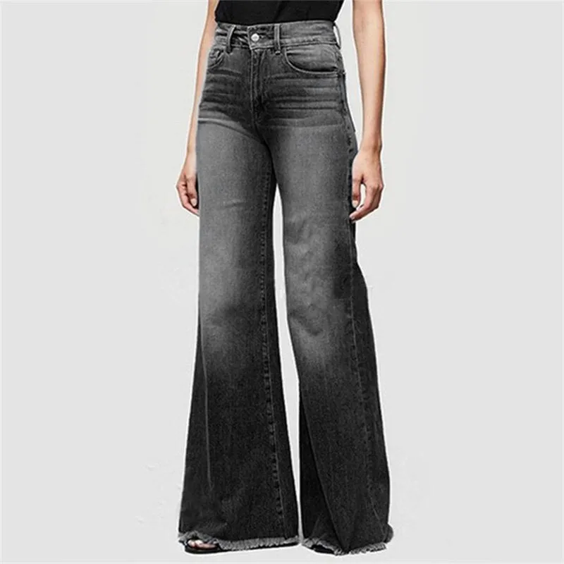Funki Buys | Pants | Women's Flared Wide Leg Mom Jeans