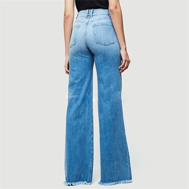 Funki Buys | Pants | Women's Flared Wide Leg Mom Jeans