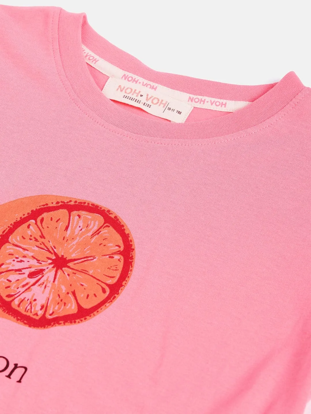 Girls Pink Lemon Print T-Shirt Dress