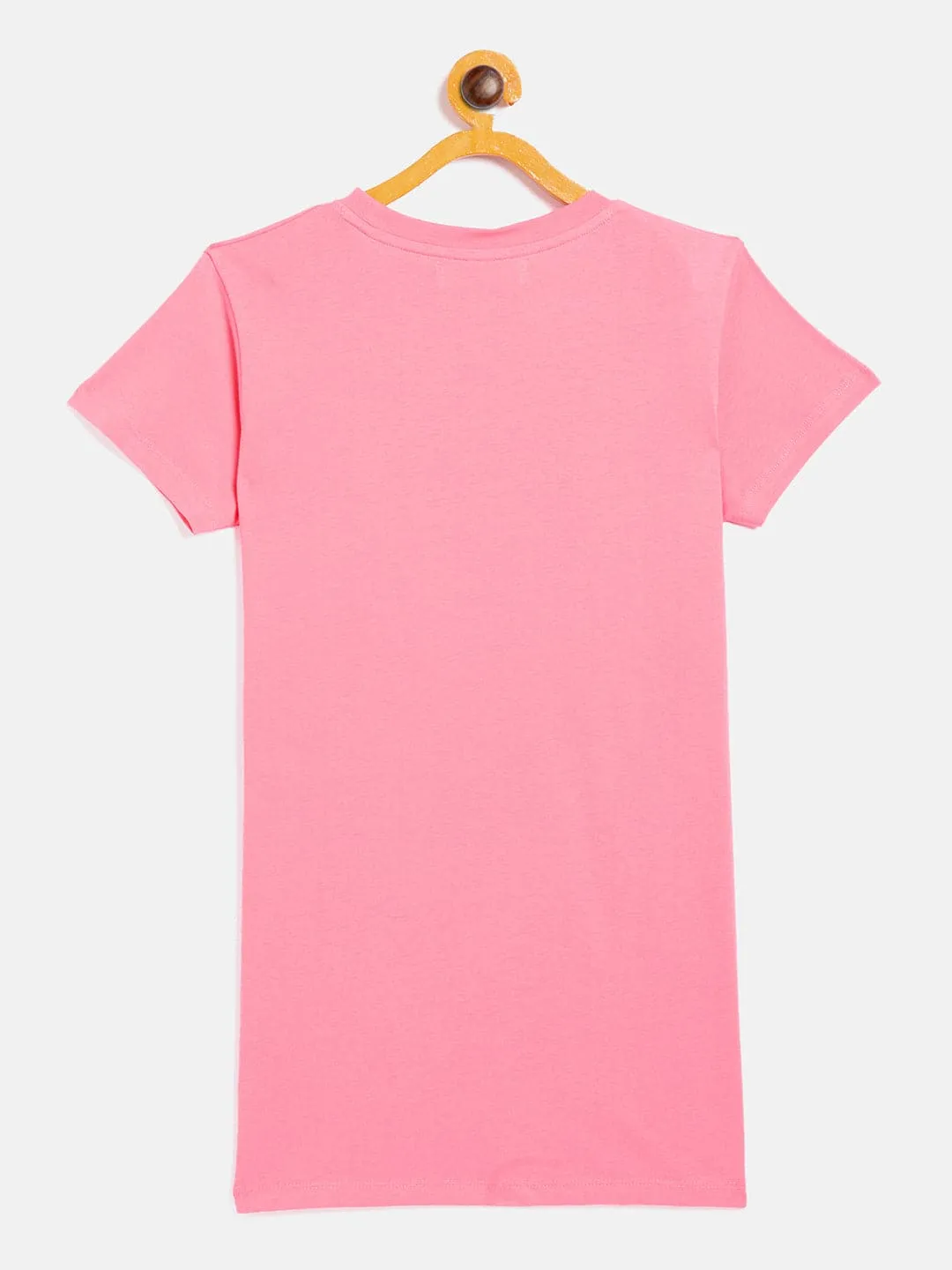 Girls Pink Lemon Print T-Shirt Dress