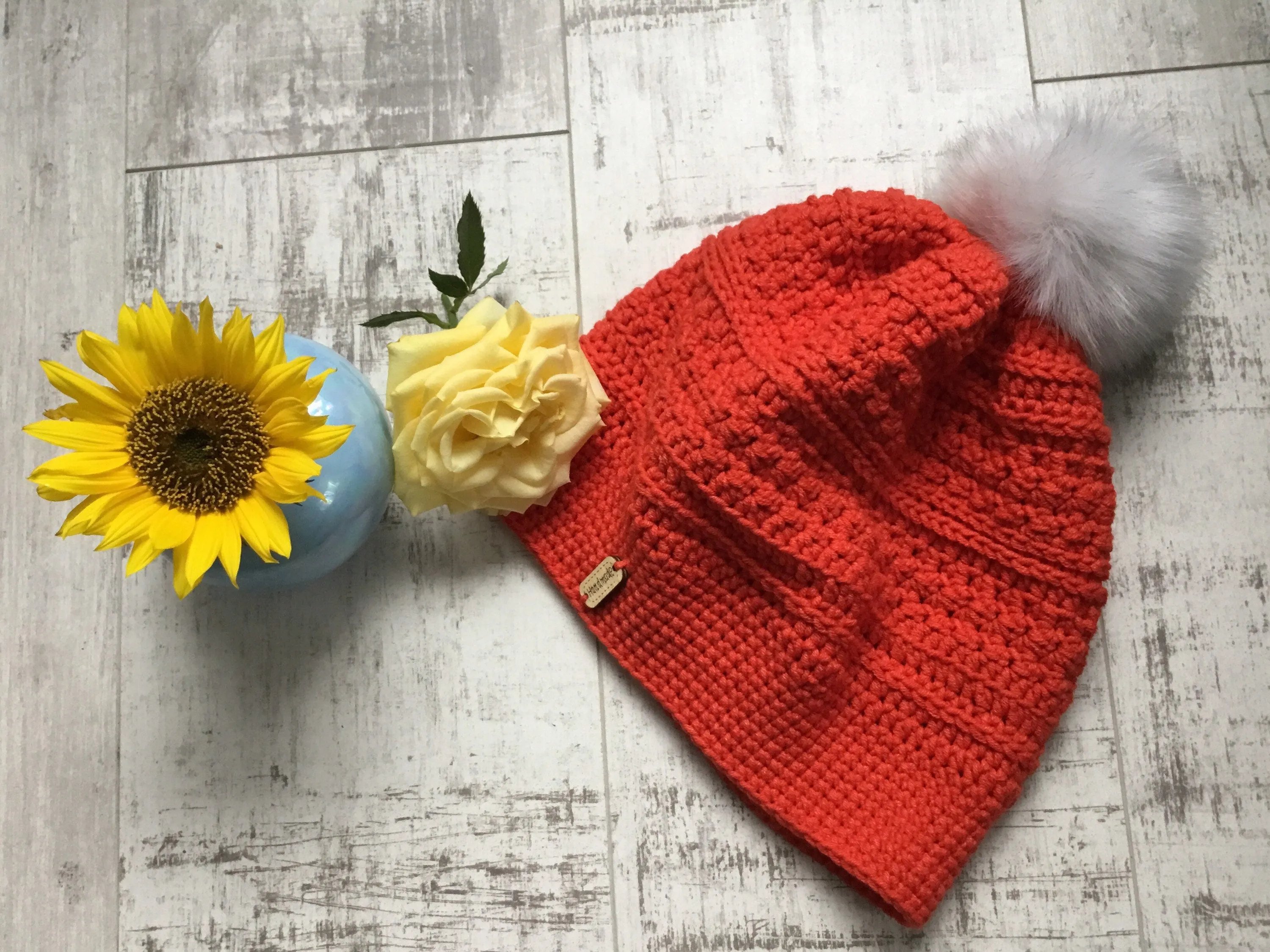 Handmade Slouchy Beanie with Handmade Label