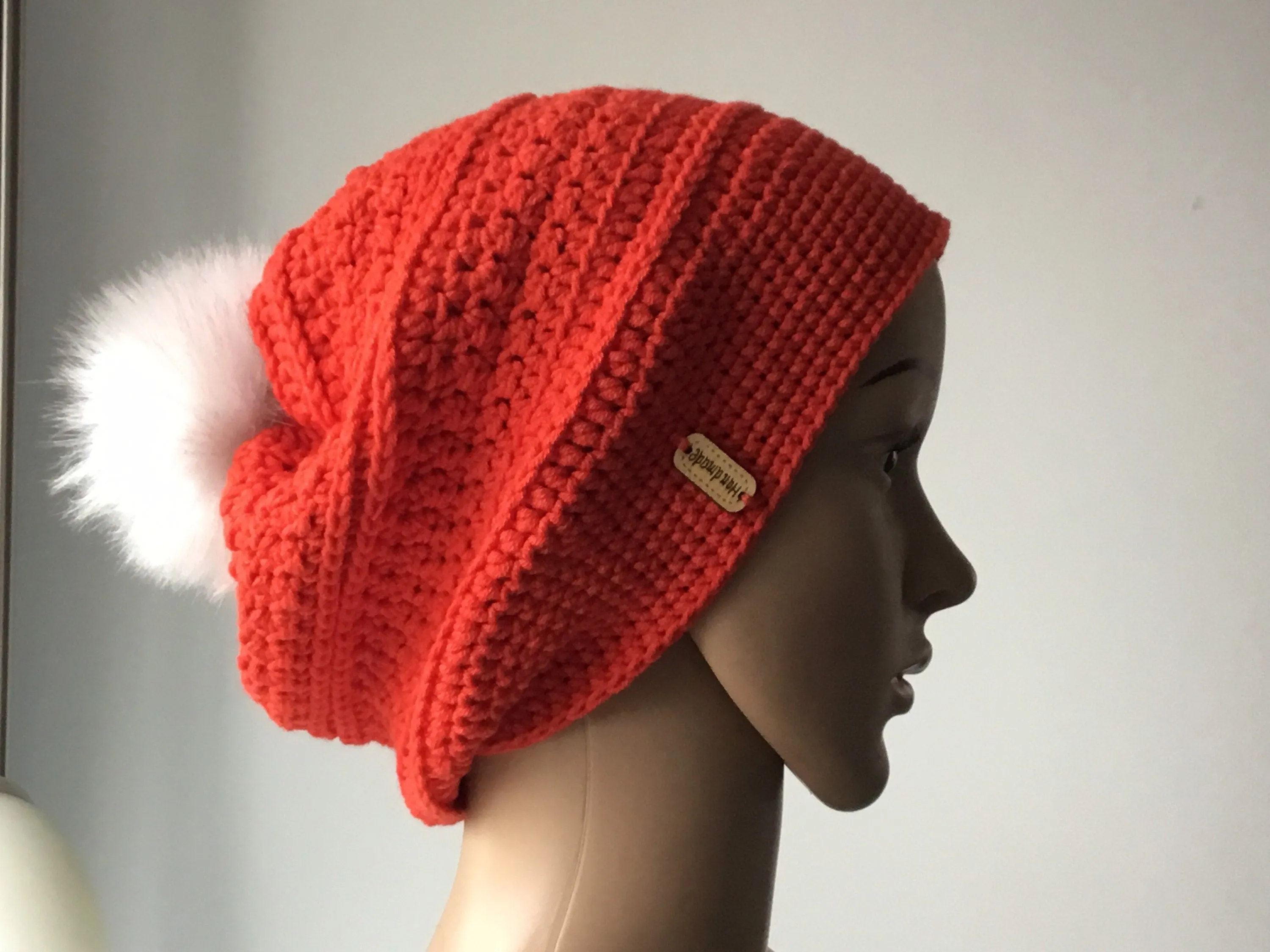 Handmade Slouchy Beanie with Handmade Label