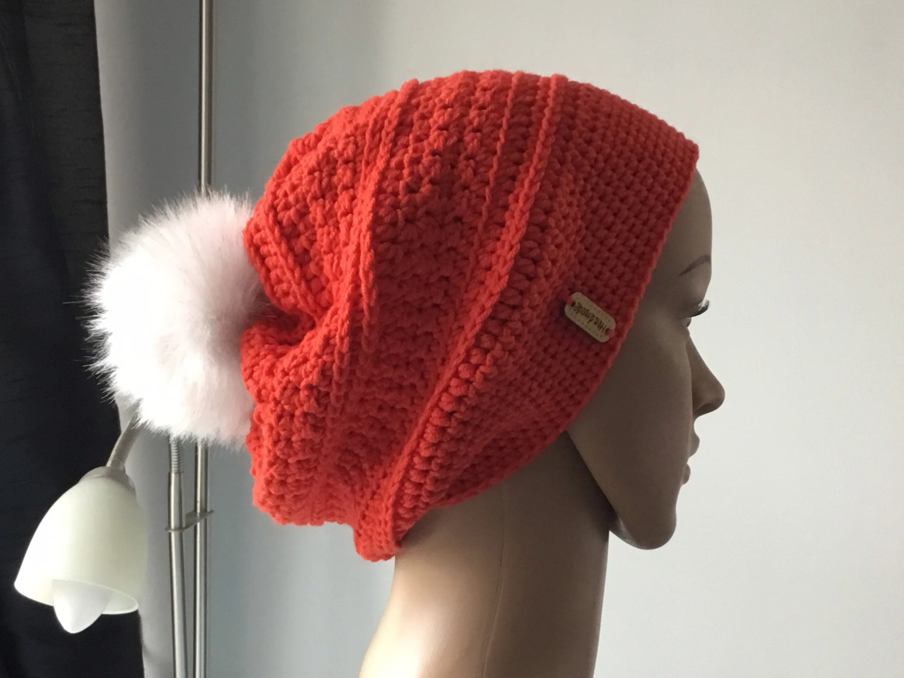 Handmade Slouchy Beanie with Handmade Label