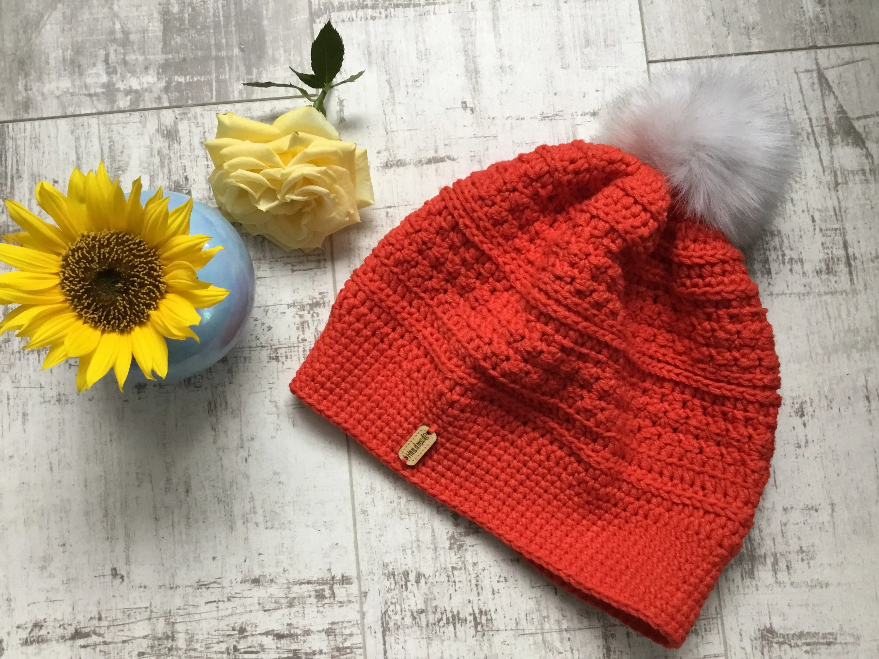 Handmade Slouchy Beanie with Handmade Label