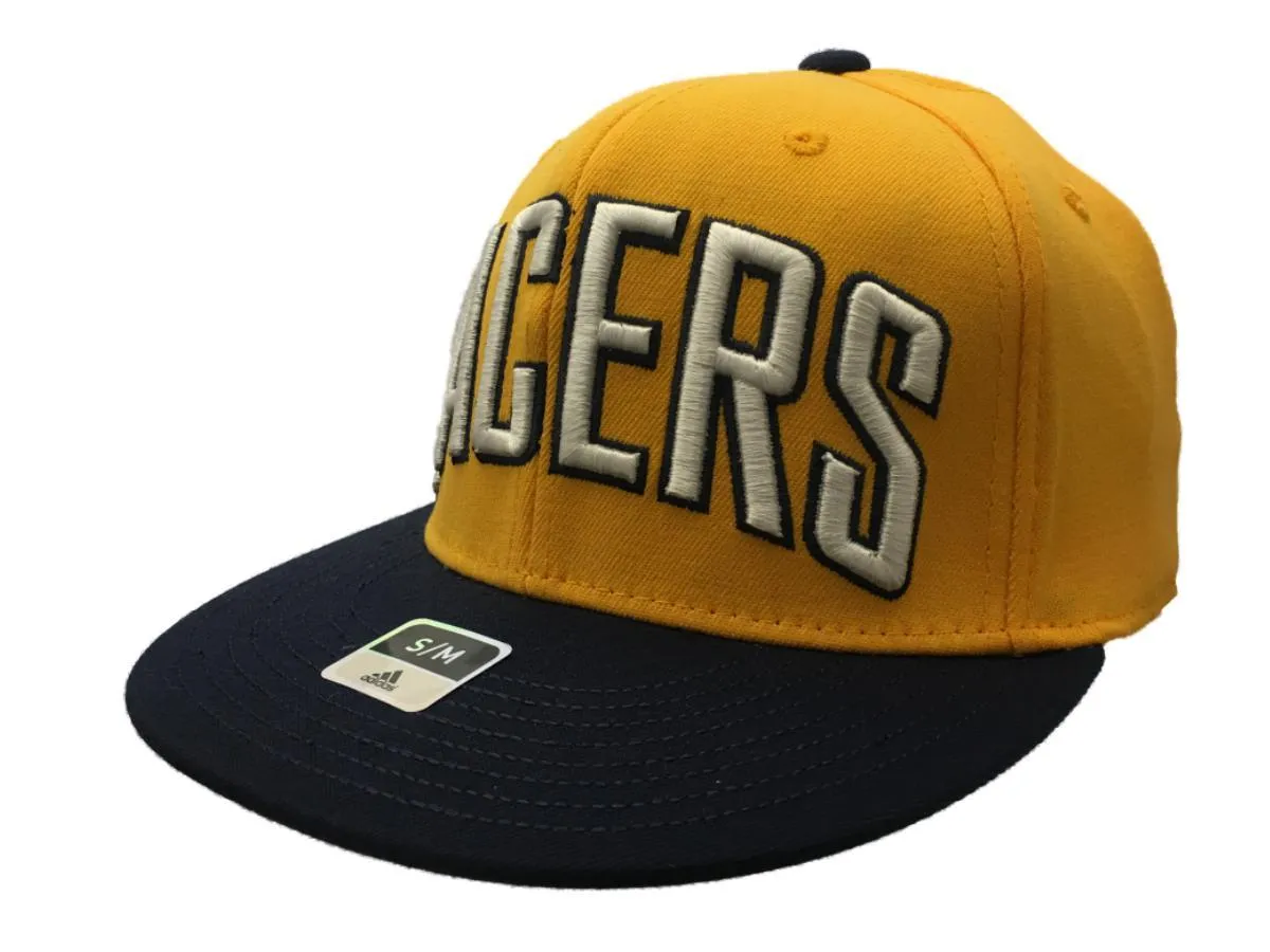 Indiana Pacers Adidas FitMax 70 Yellow Structured Fitted Flat Bill Hat Cap (S/M)