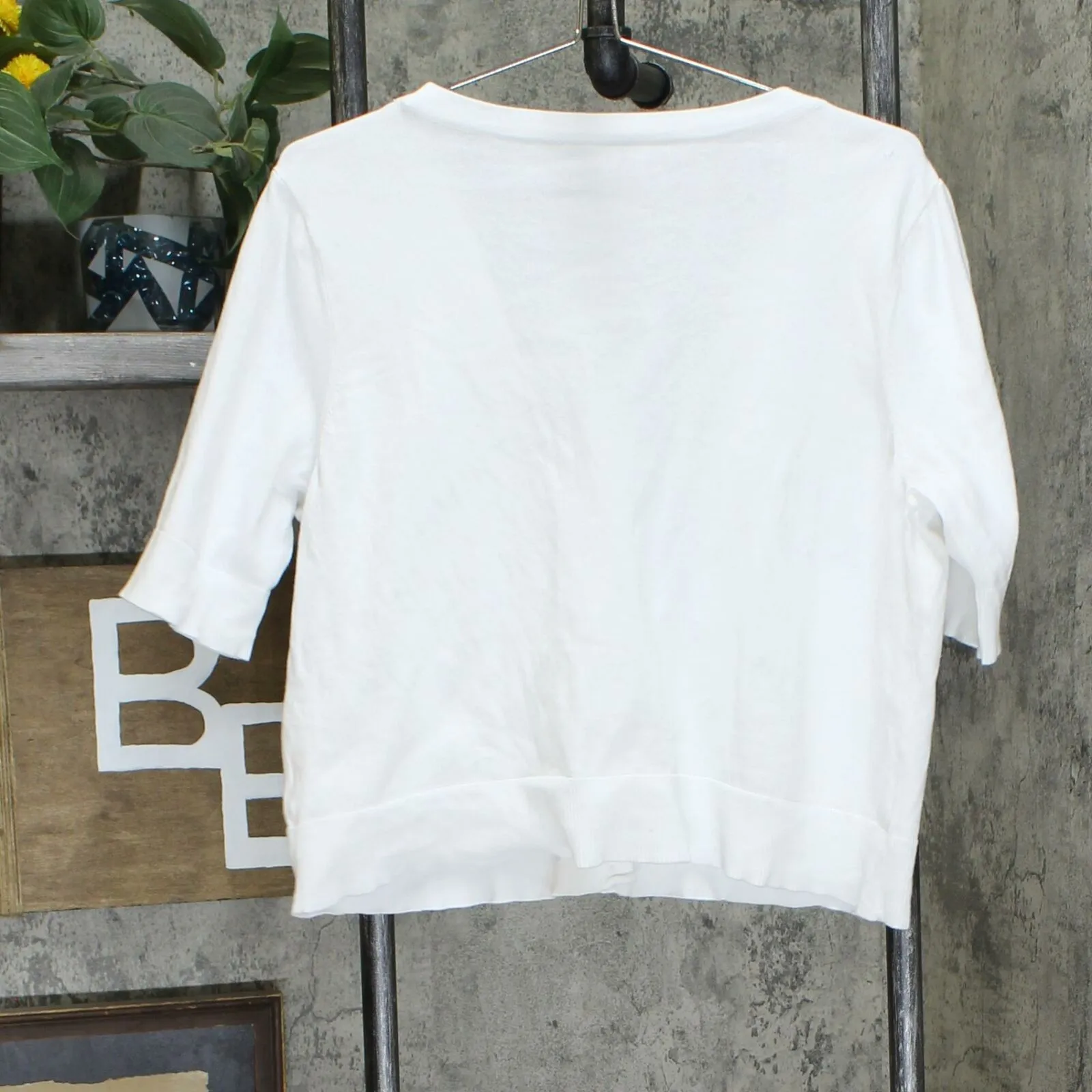 Isaac Mizrahi Live! Essentials Cropped Cardigan Sweater White Large