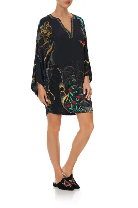 JERSEY SHORT KAFTAN WITH CURVED HEM WISE WINGS