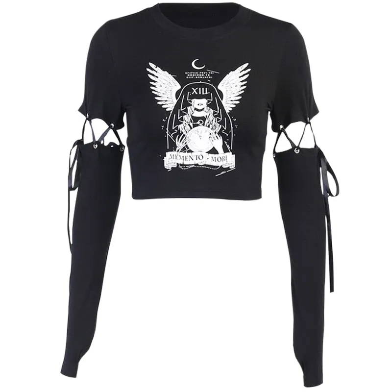 Memento Mori Lace Up Crop Top